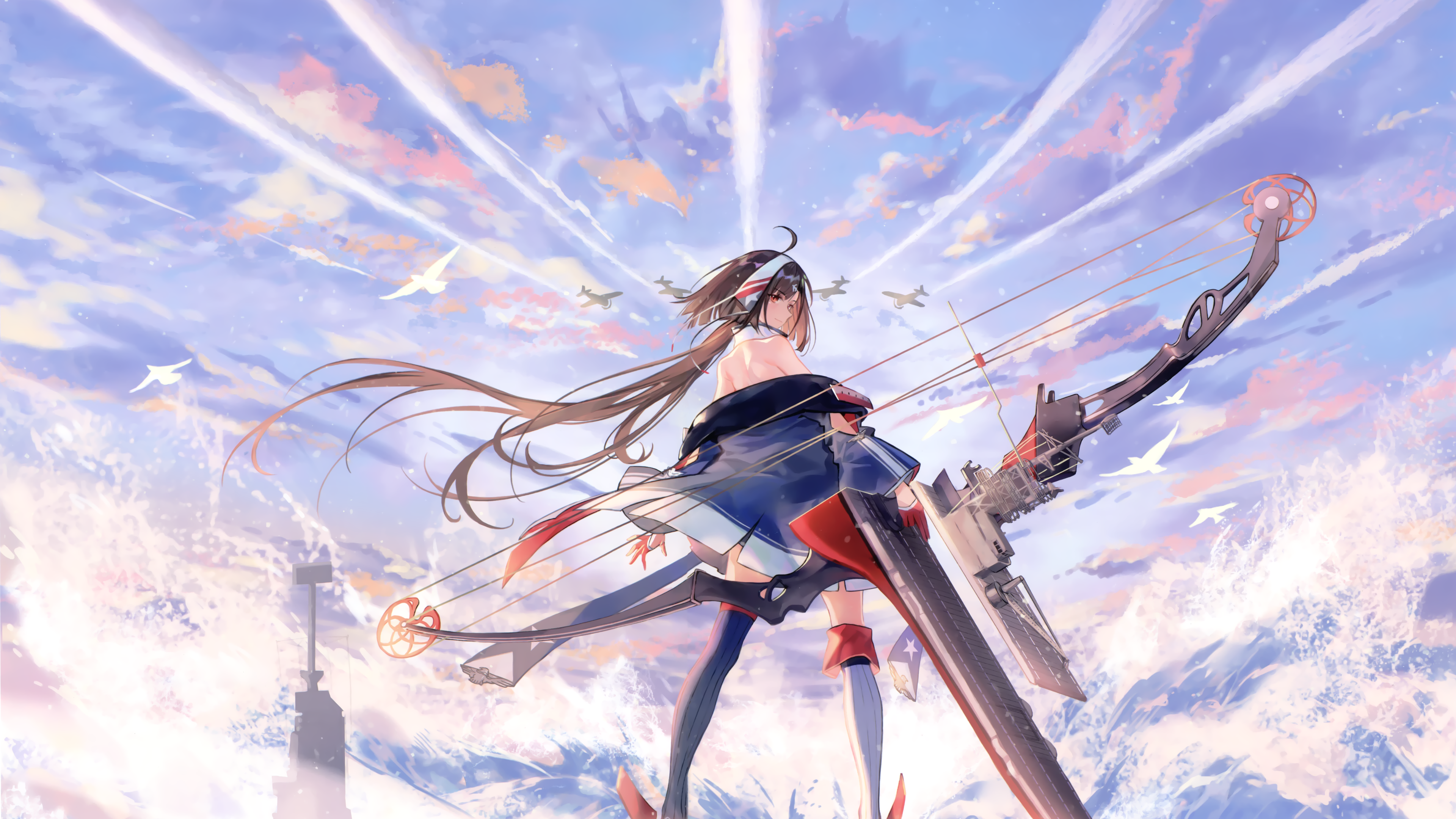 4K Azur Lane Independence with bow and aircraft HD Wallpaper