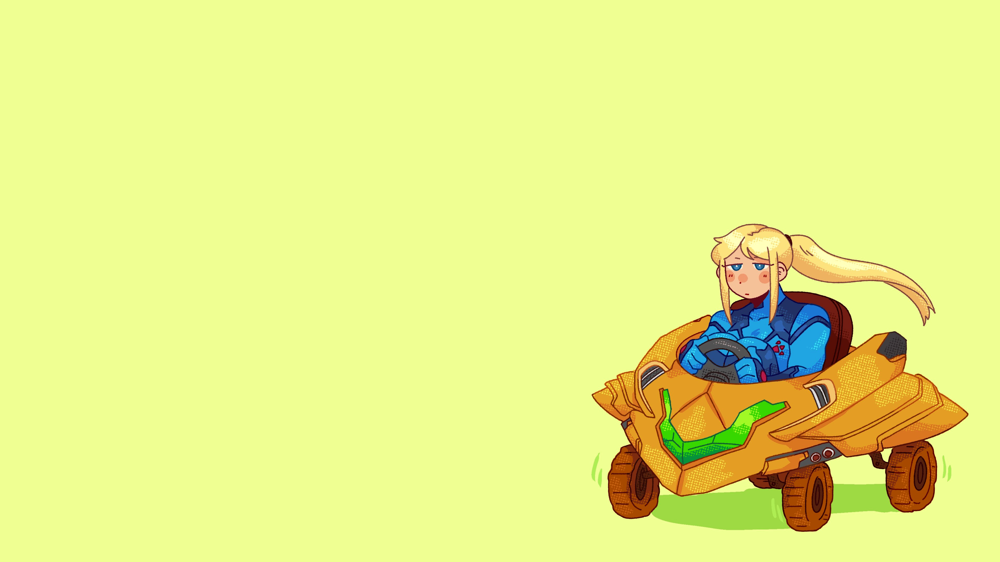 Zero Suit Samus driving a kart HD Wallpaper