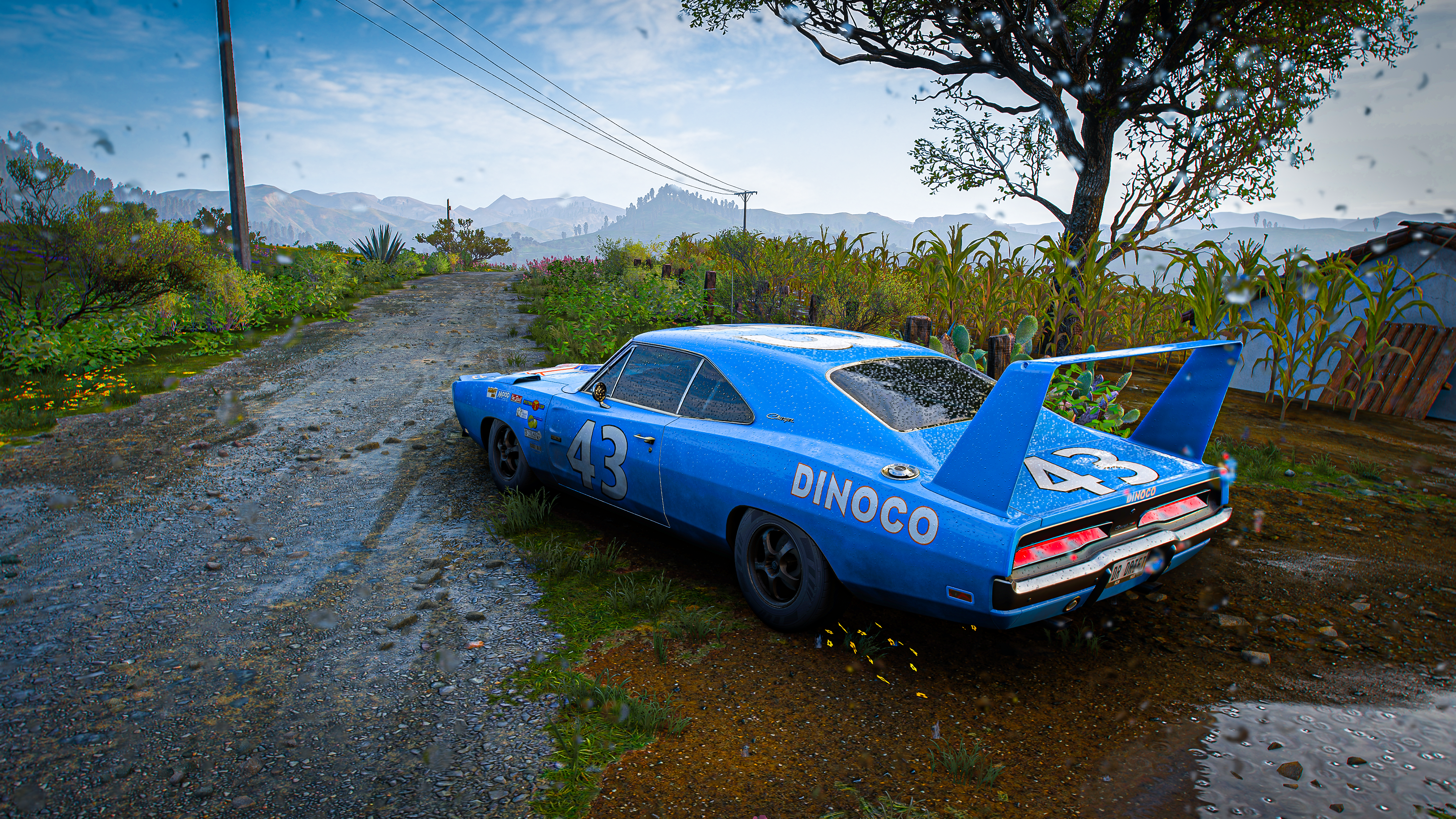 4K Dodge Charger Daytona Dinoco in the rain HD Wallpaper