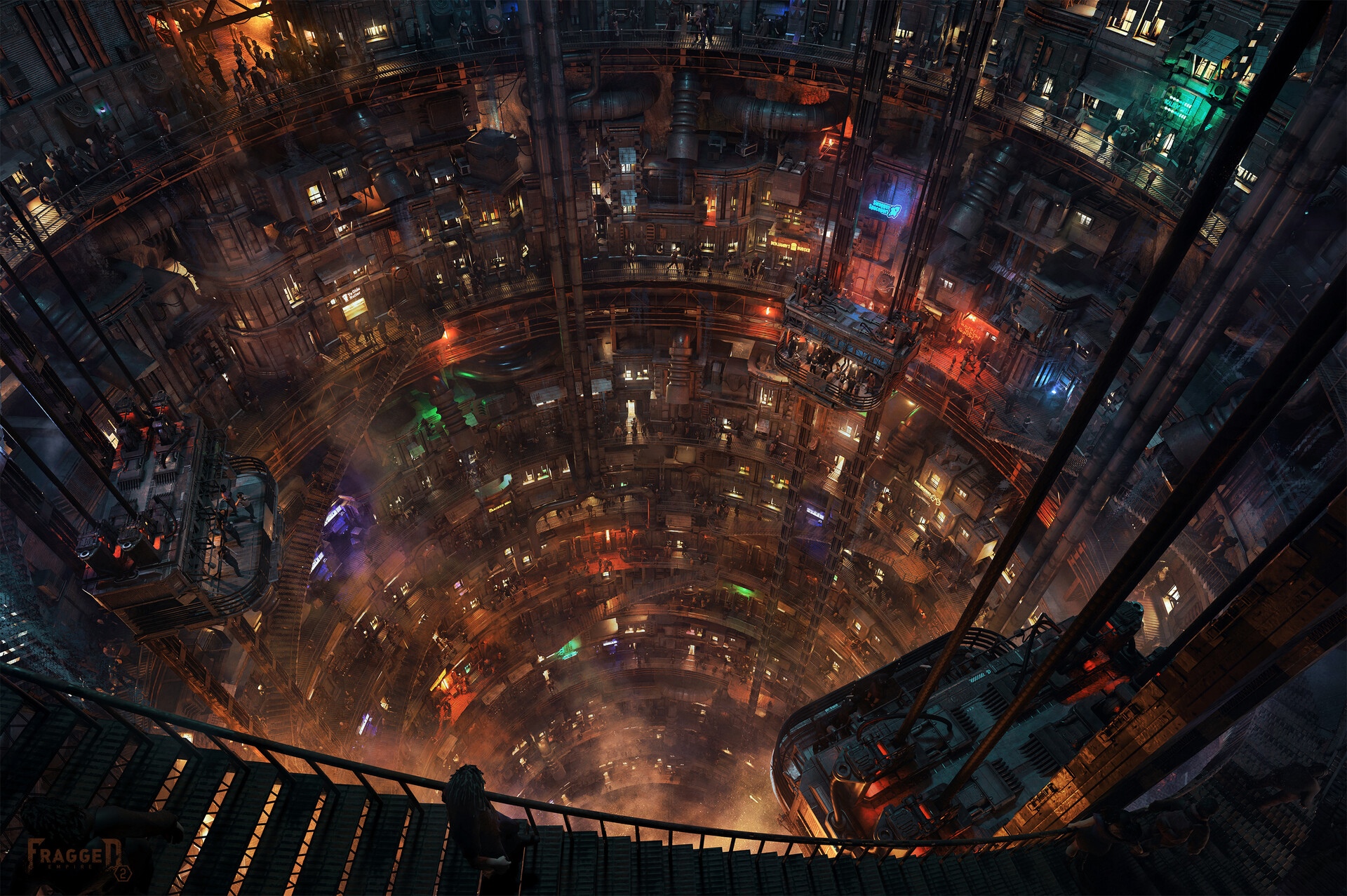 Cyberpunk city with futuristic architecture and lights HD Wallpaper