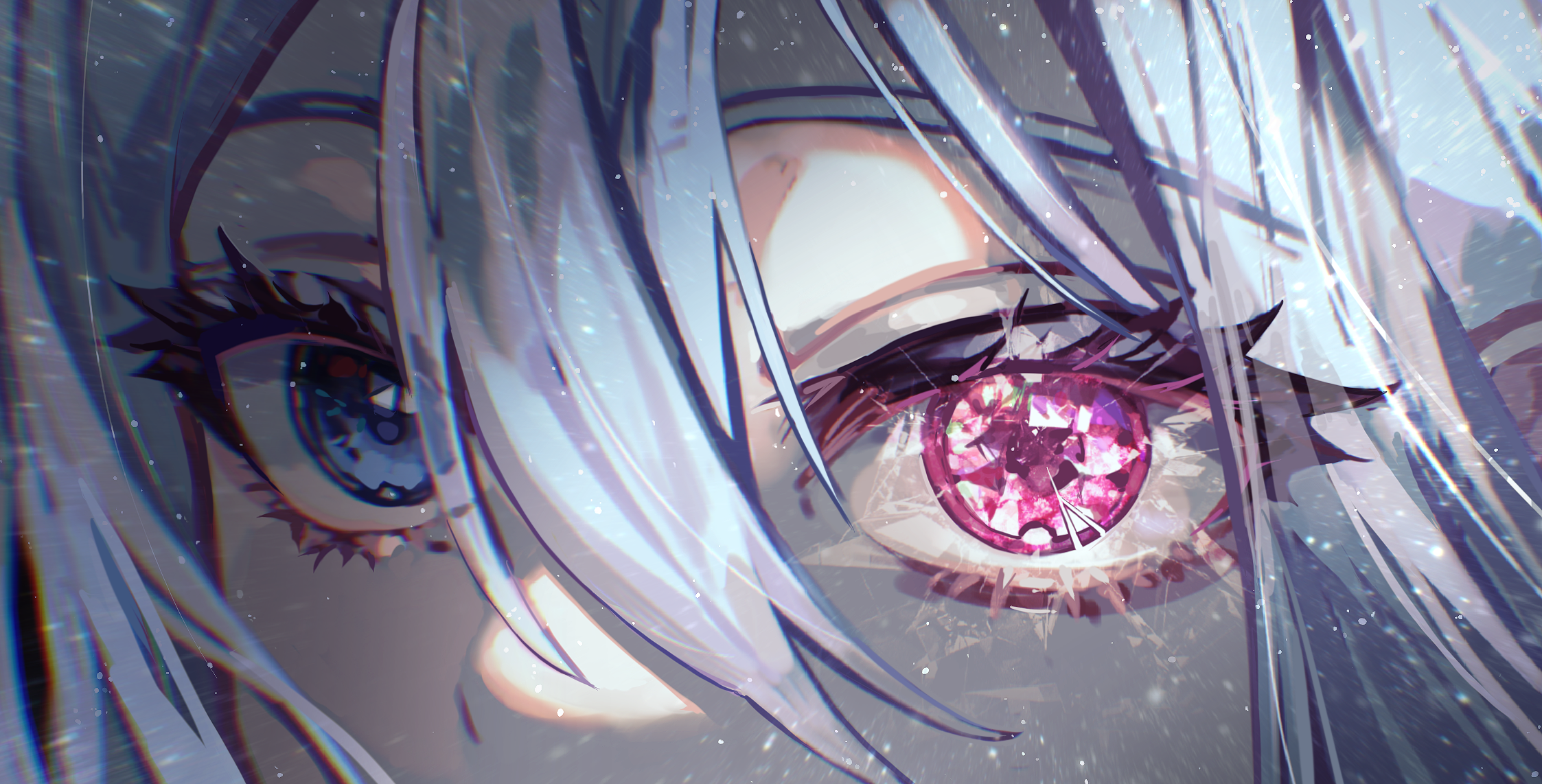 Yoisaki Kanade from Project Sekai Colorful Stage, close-up of eyes HD Wallpaper