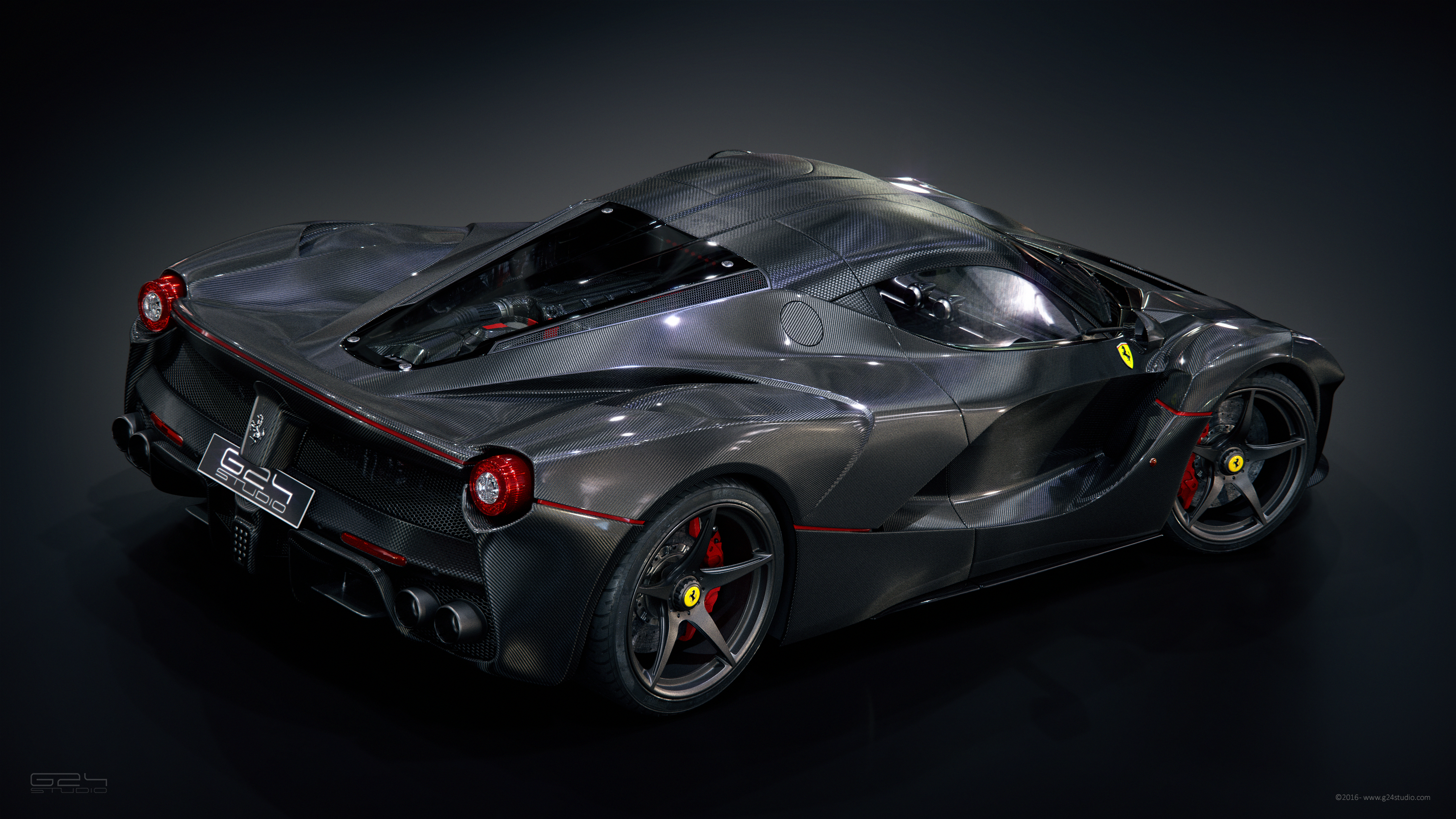 Ferrari LaFerrari Carbon Fiber Rear View HD Wallpaper