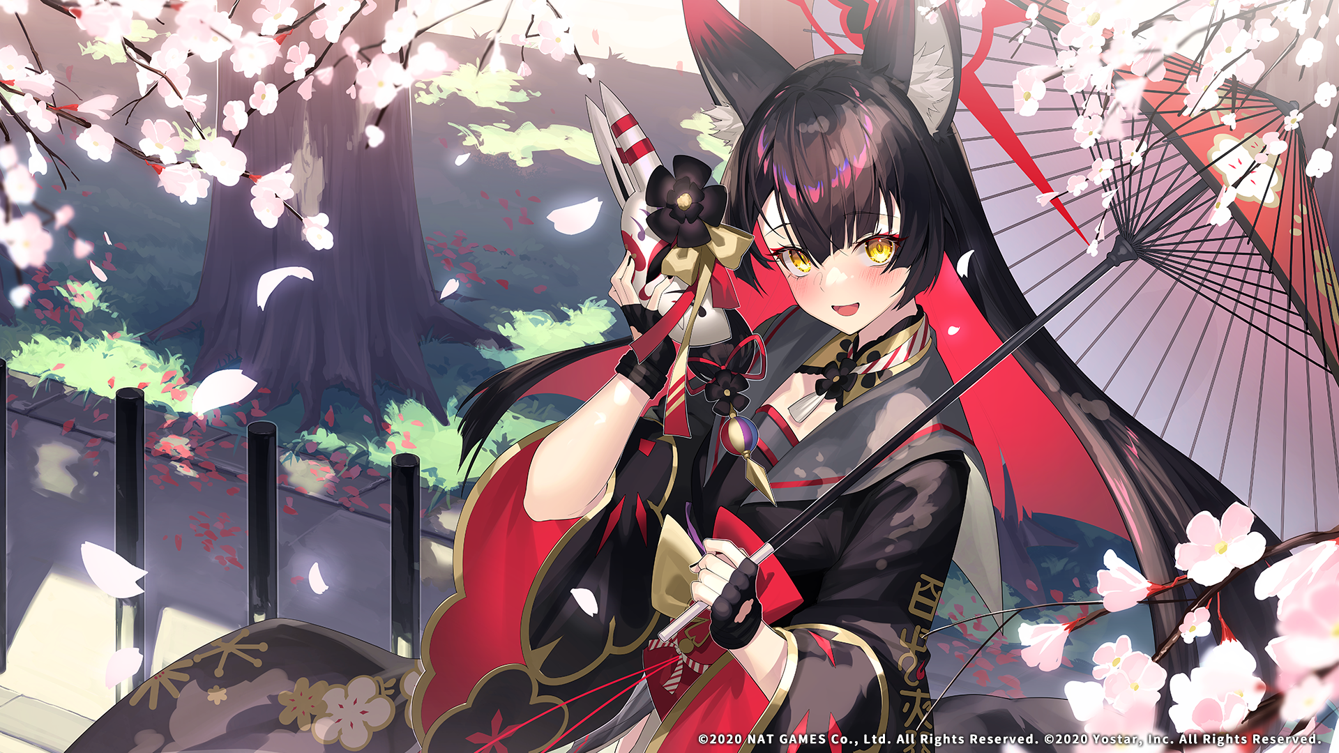 Kosaka Wakamo with Mask and Umbrella HD Wallpaper