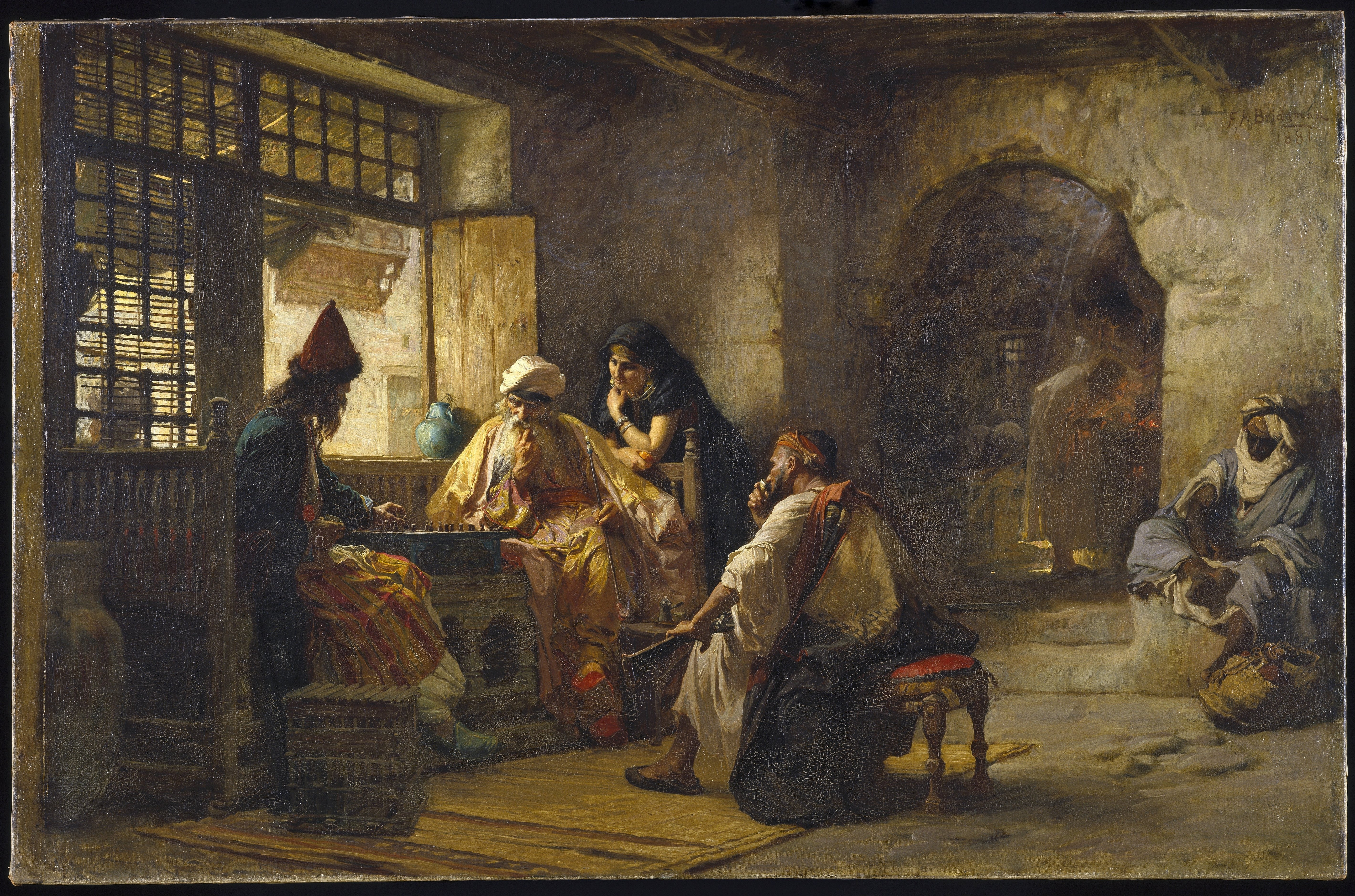Men playing a board game in a Middle Eastern interior HD Wallpaper