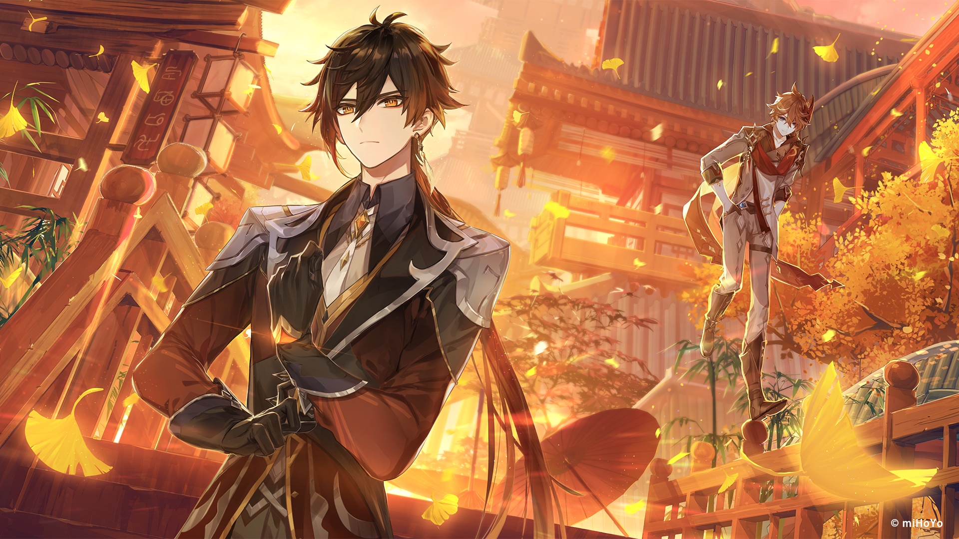 Genshin Impact: Zhongli and Tartaglia in Liyue HD Wallpaper