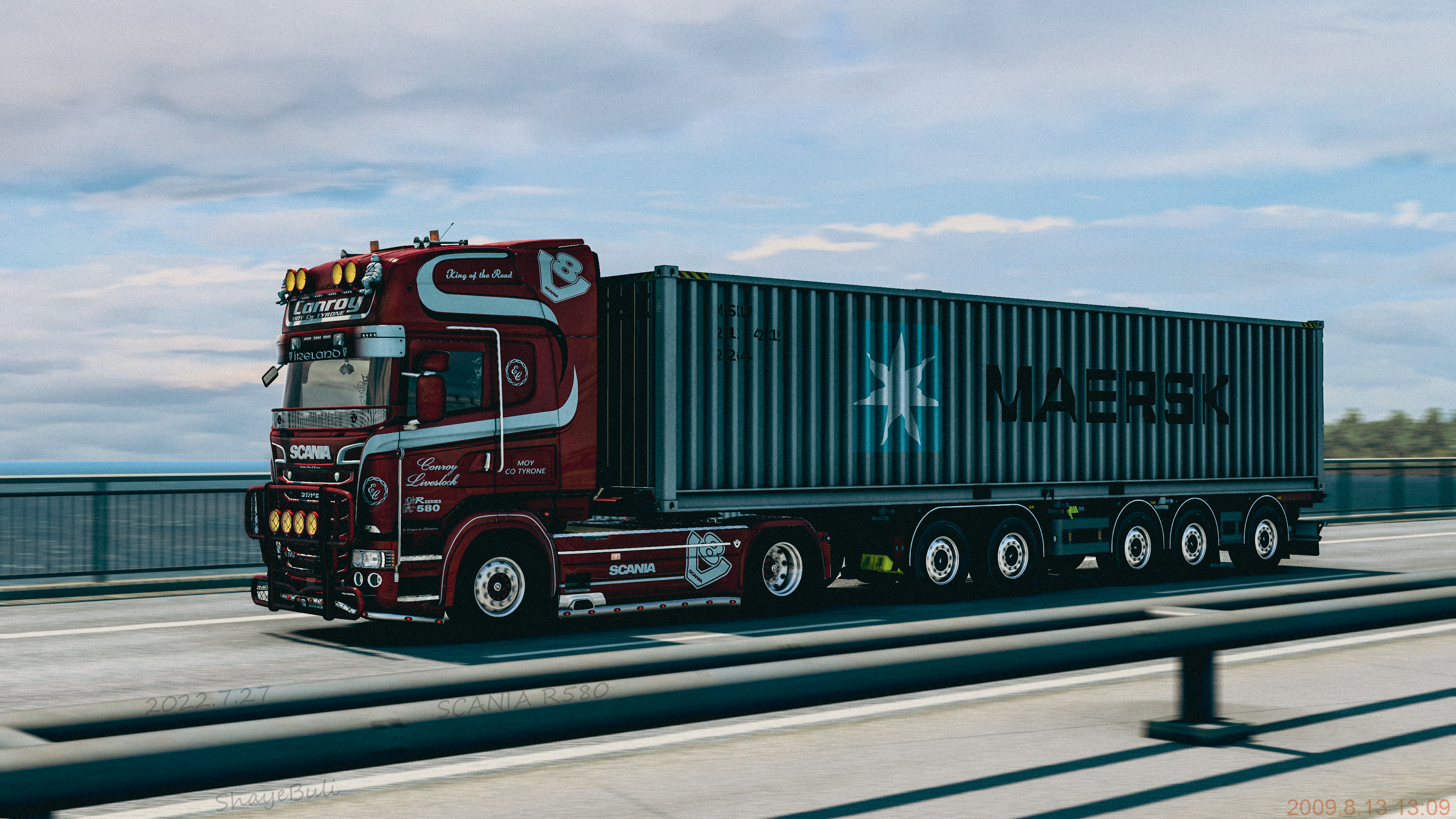 4K Scania R580 Maersk Truck HD Wallpaper