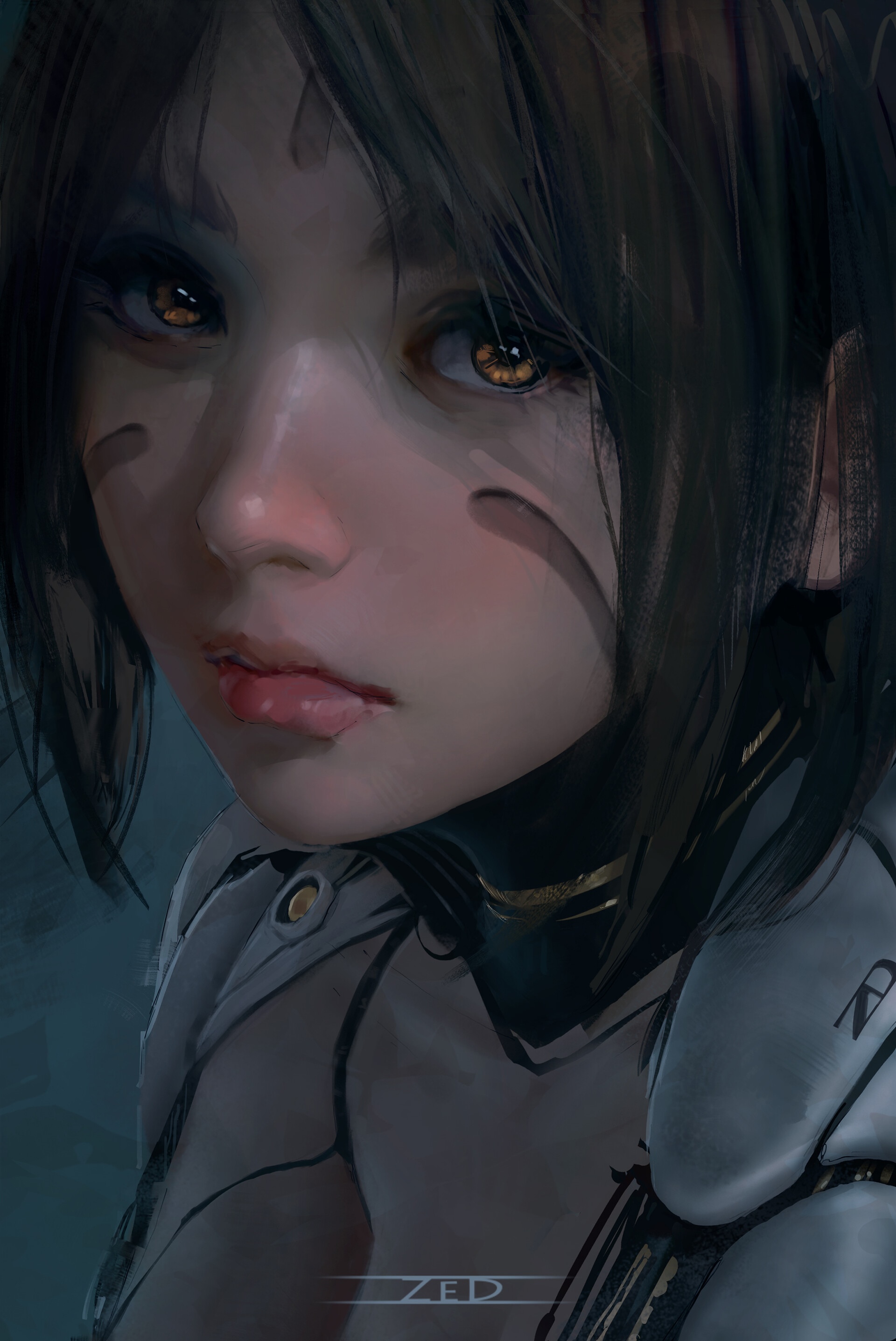 Alita with dark hair and cybernetic enhancements HD Phone Wallpaper