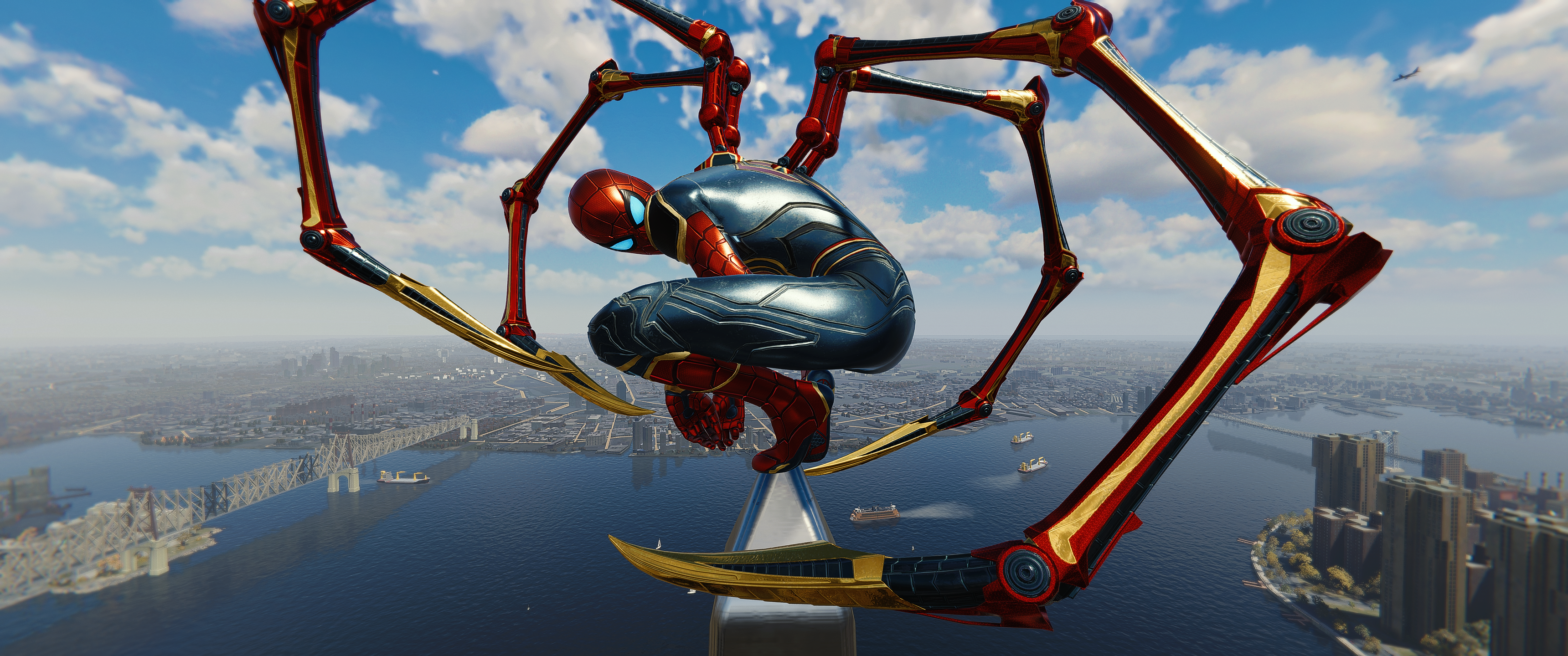Spider-Man in Iron Spider Suit with Mechanical Arms HD Wallpaper