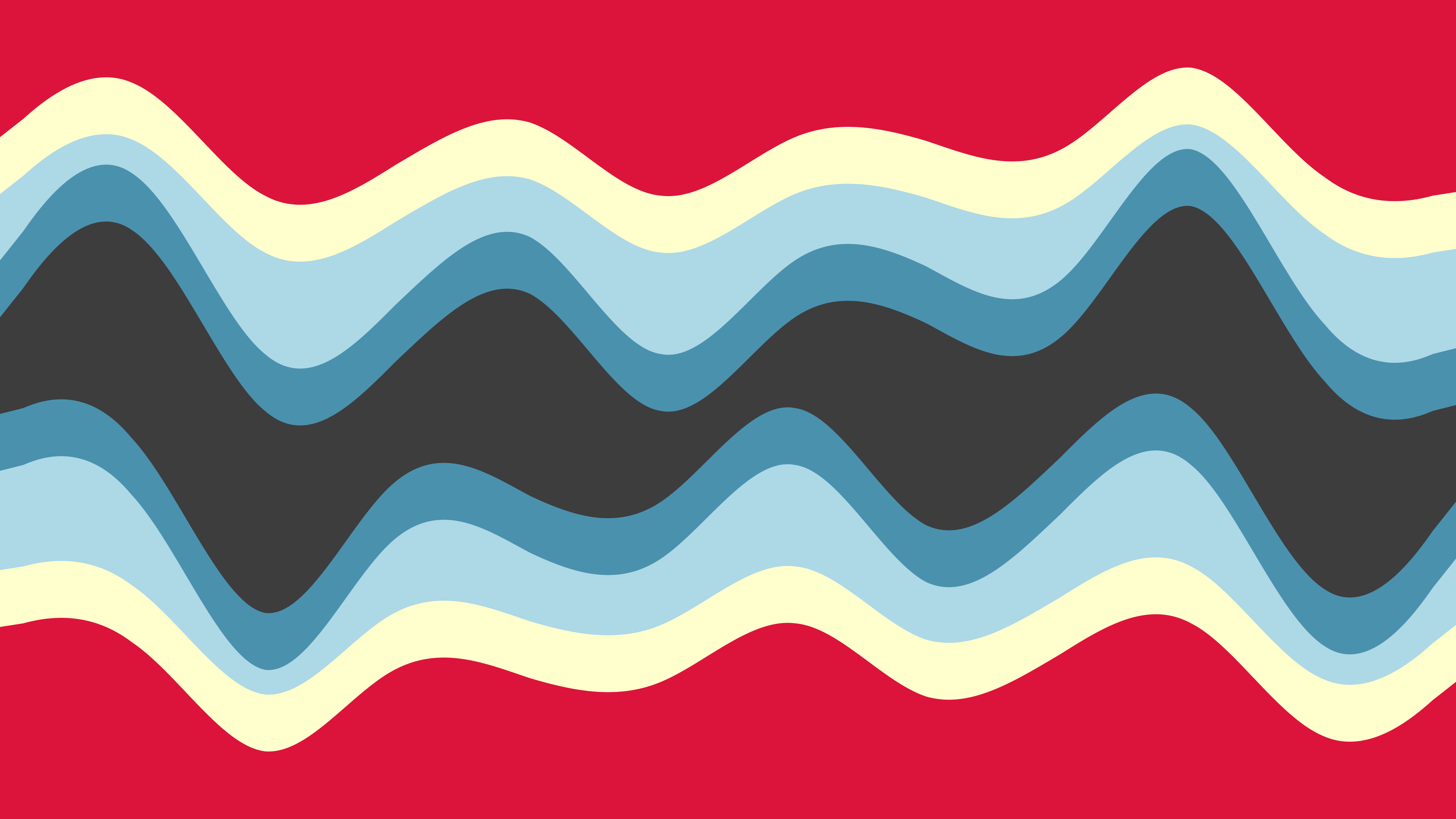 Abstract wavy lines in red, yellow, and blue HD Wallpaper