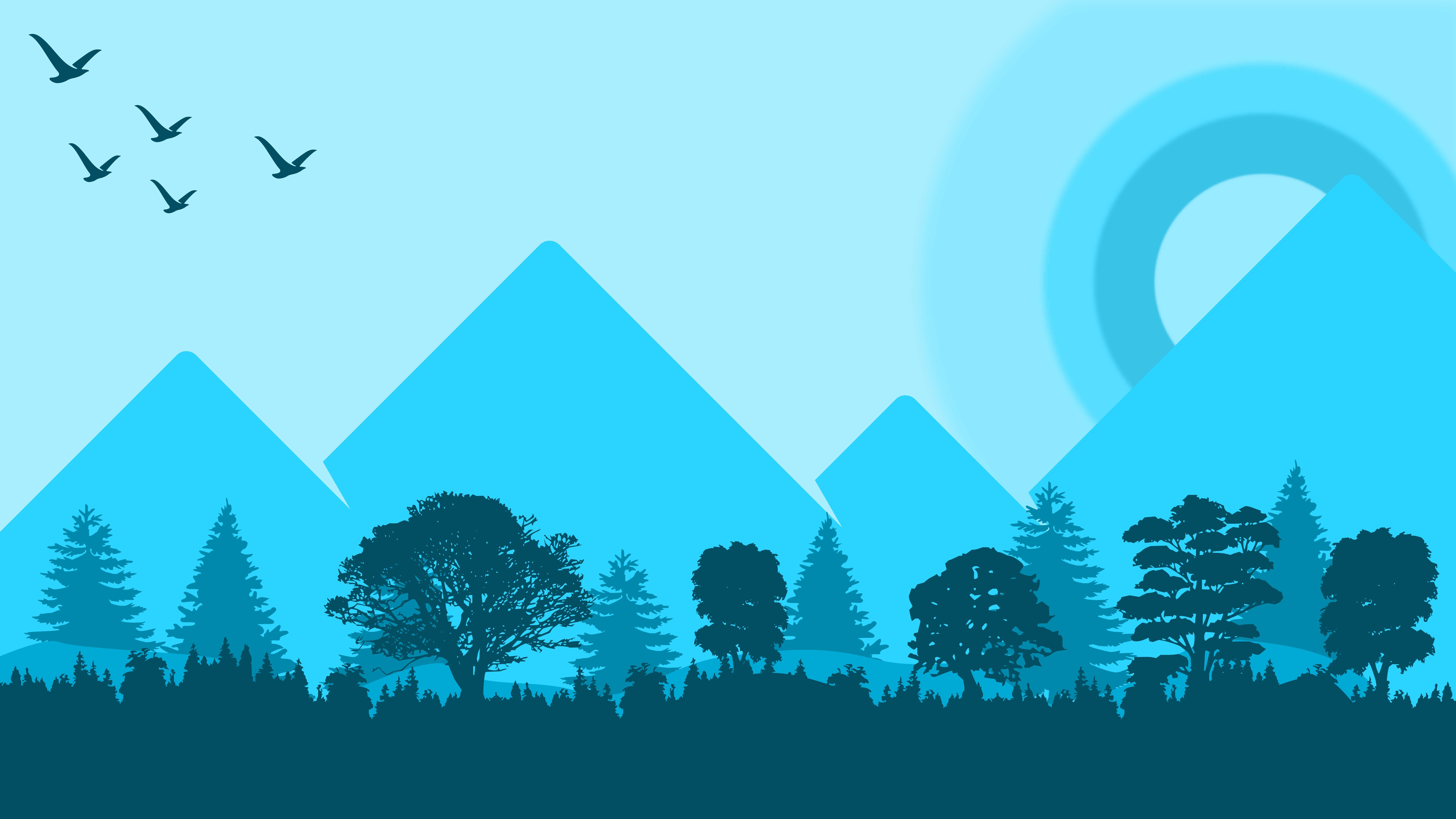 4K abstract nature with birds and mountains HD Wallpaper