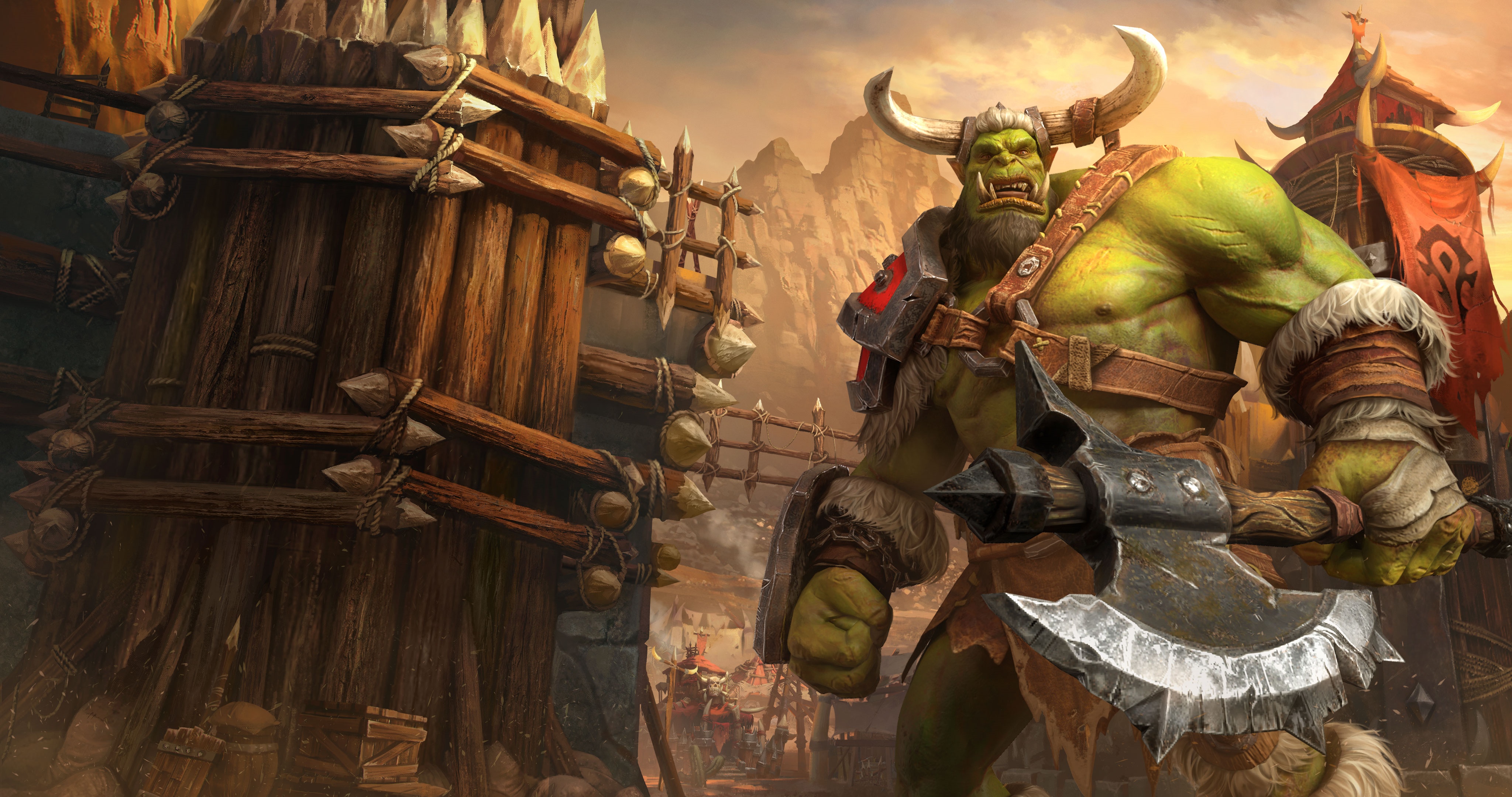Orc Warrior with Axe in Warcraft III: Reforged HD Wallpaper