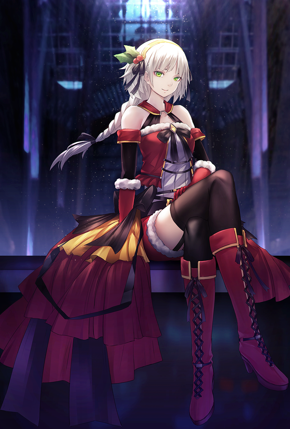 SuGi in a red and black Christmas outfit HD Phone Wallpaper