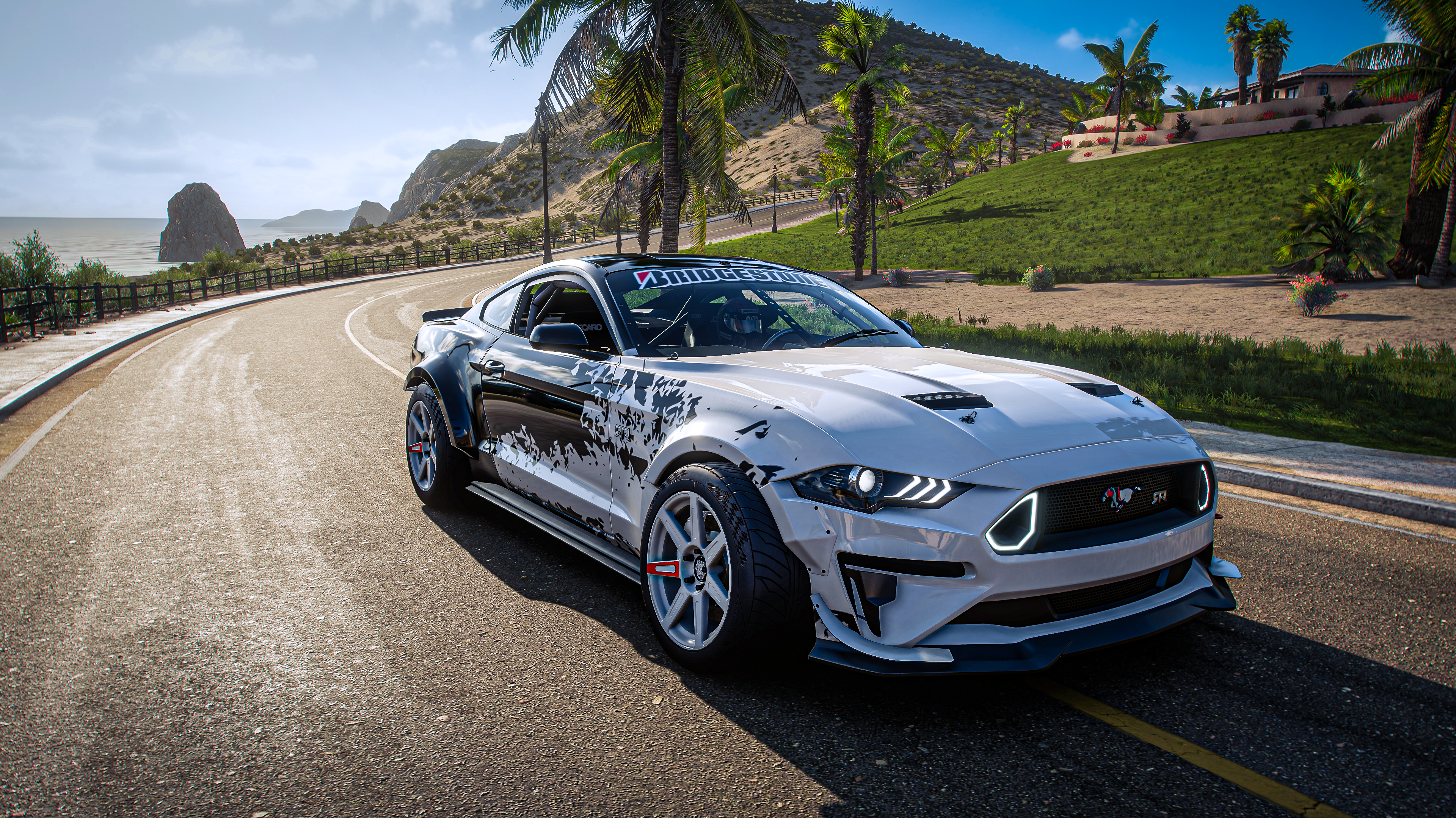 Ford Mustang RTR on a coastal road in Forza Horizon 5 HD Wallpaper