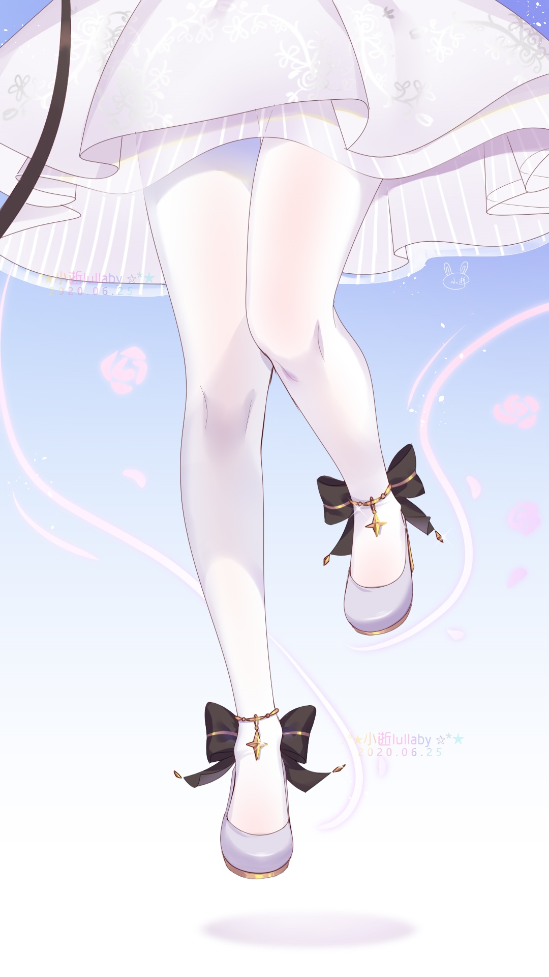 Anime girl legs in white pantyhose and shoes HD Phone Wallpaper