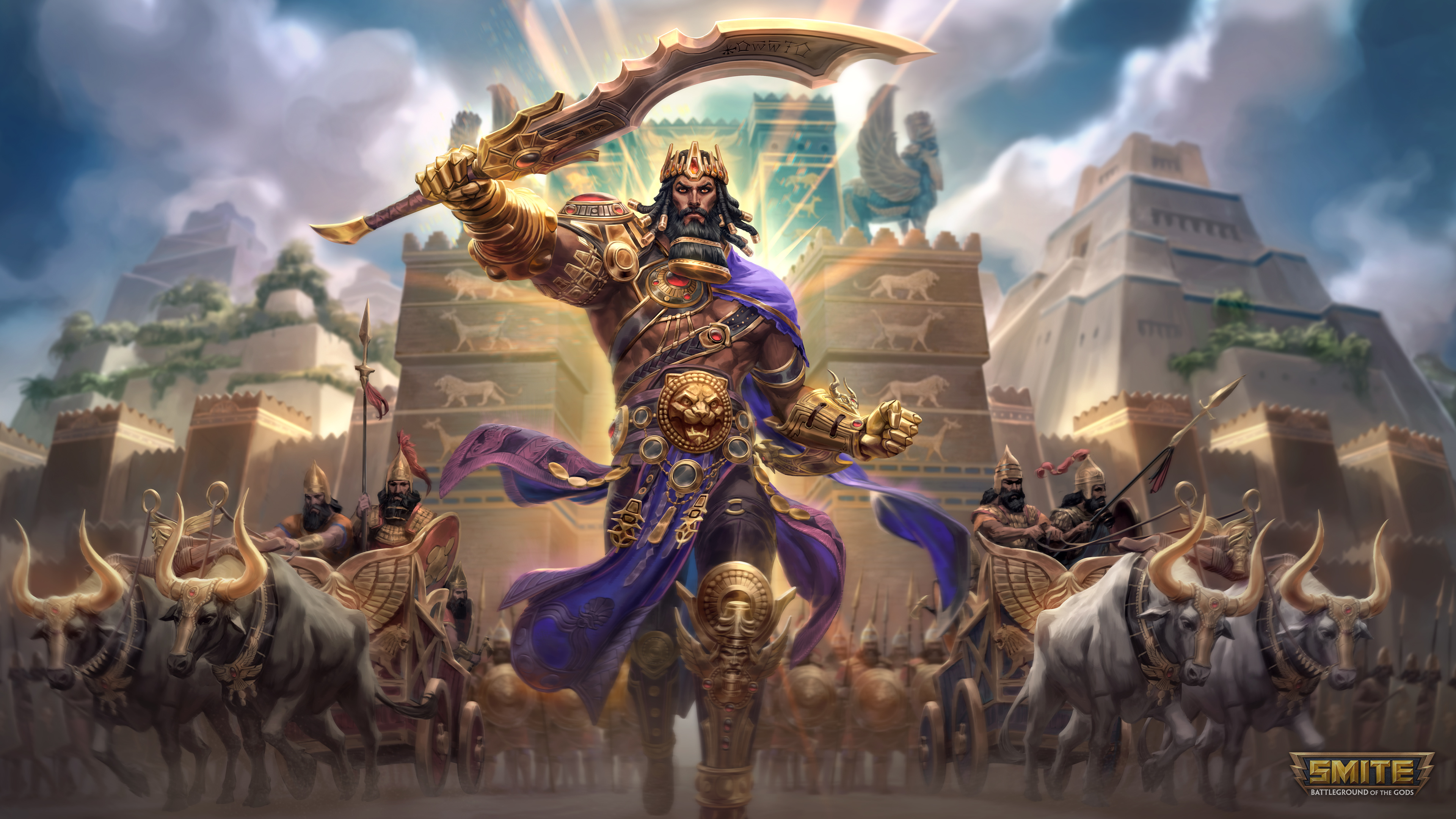 Gilgamesh King of Uruk with Chariots and Ziggurats HD Wallpaper