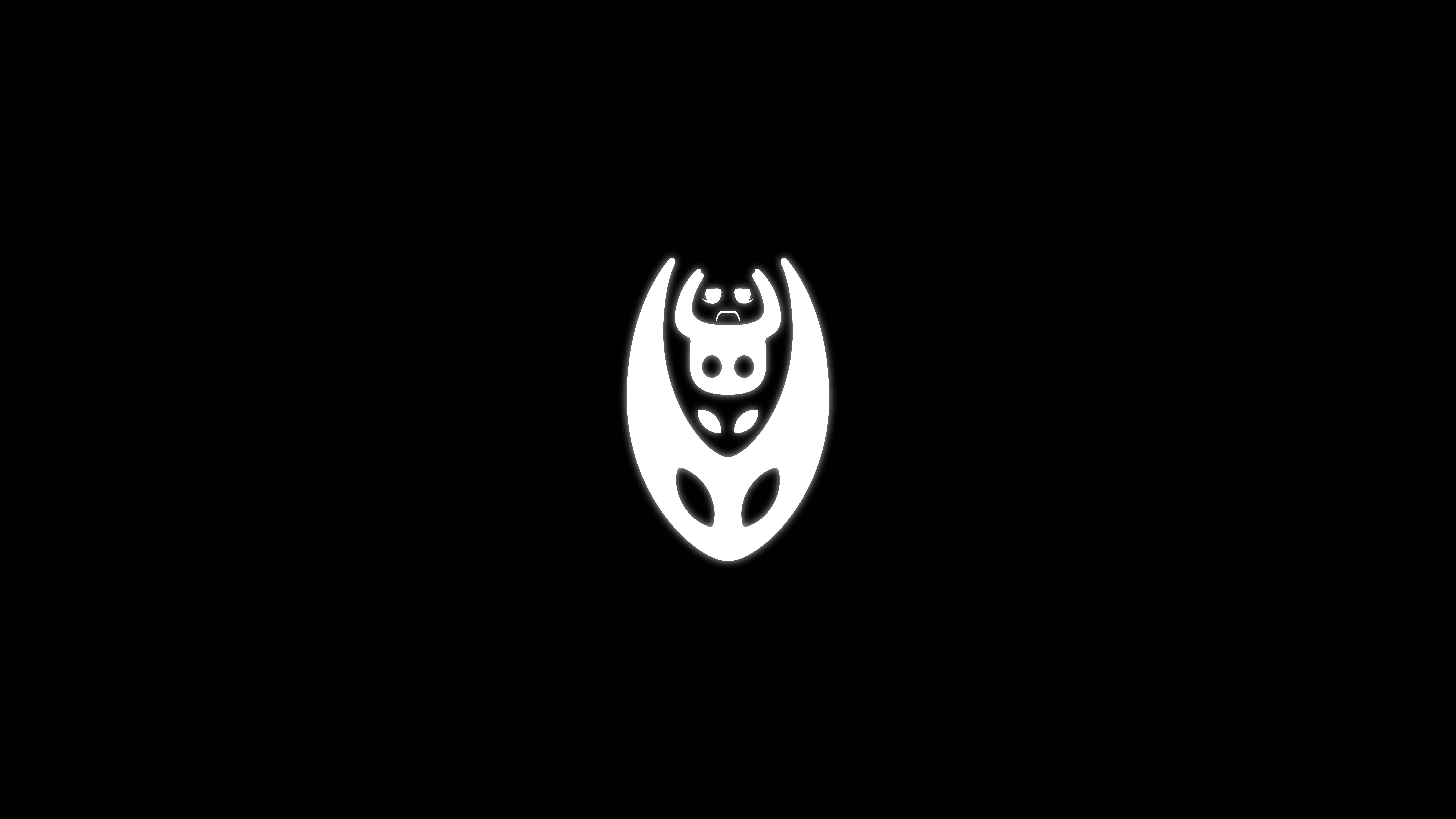 Hollow Knight minimalist logo on black background HD Wallpaper