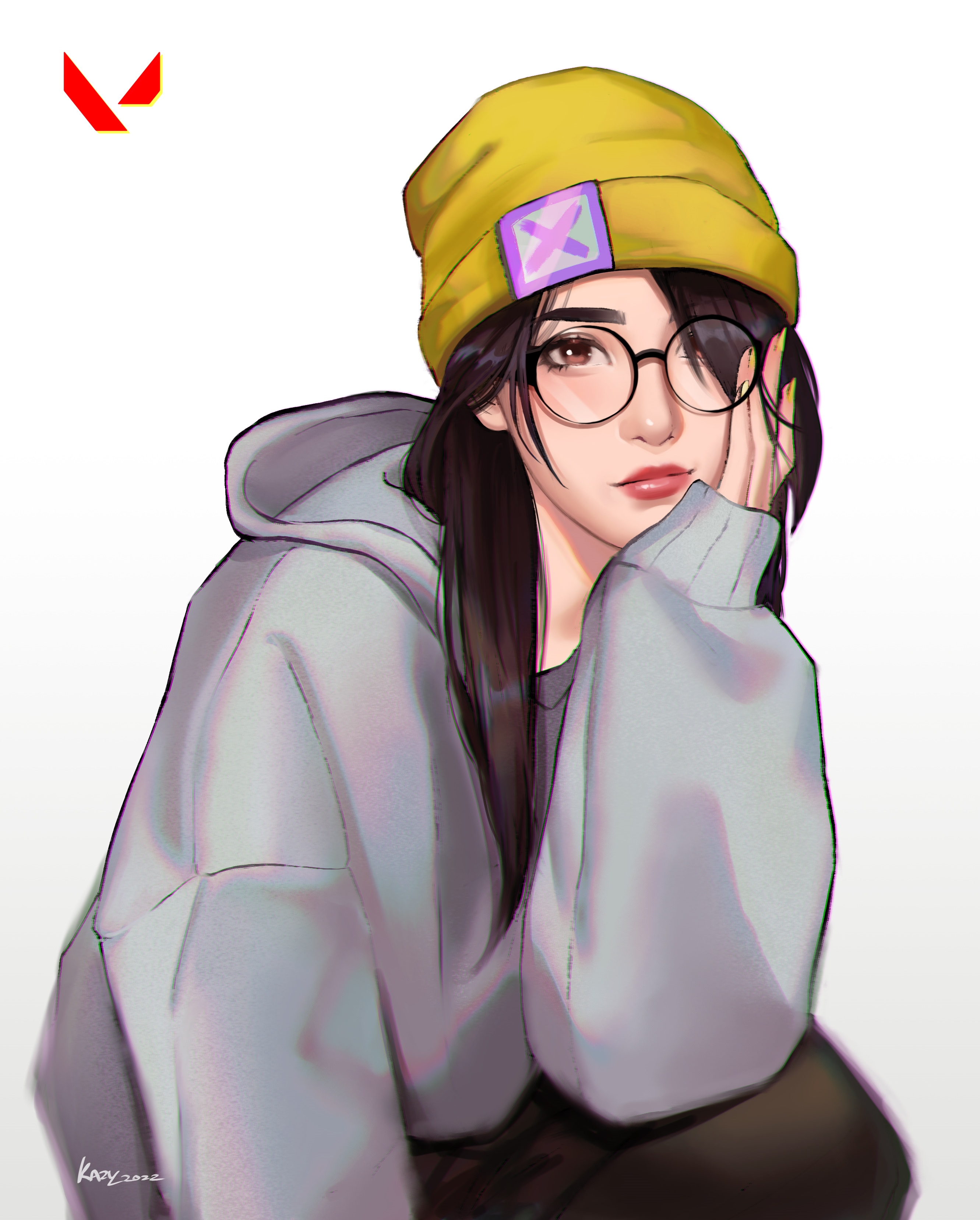 Killjoy from Valorant wearing a yellow beanie and glasses HD Phone Wallpaper