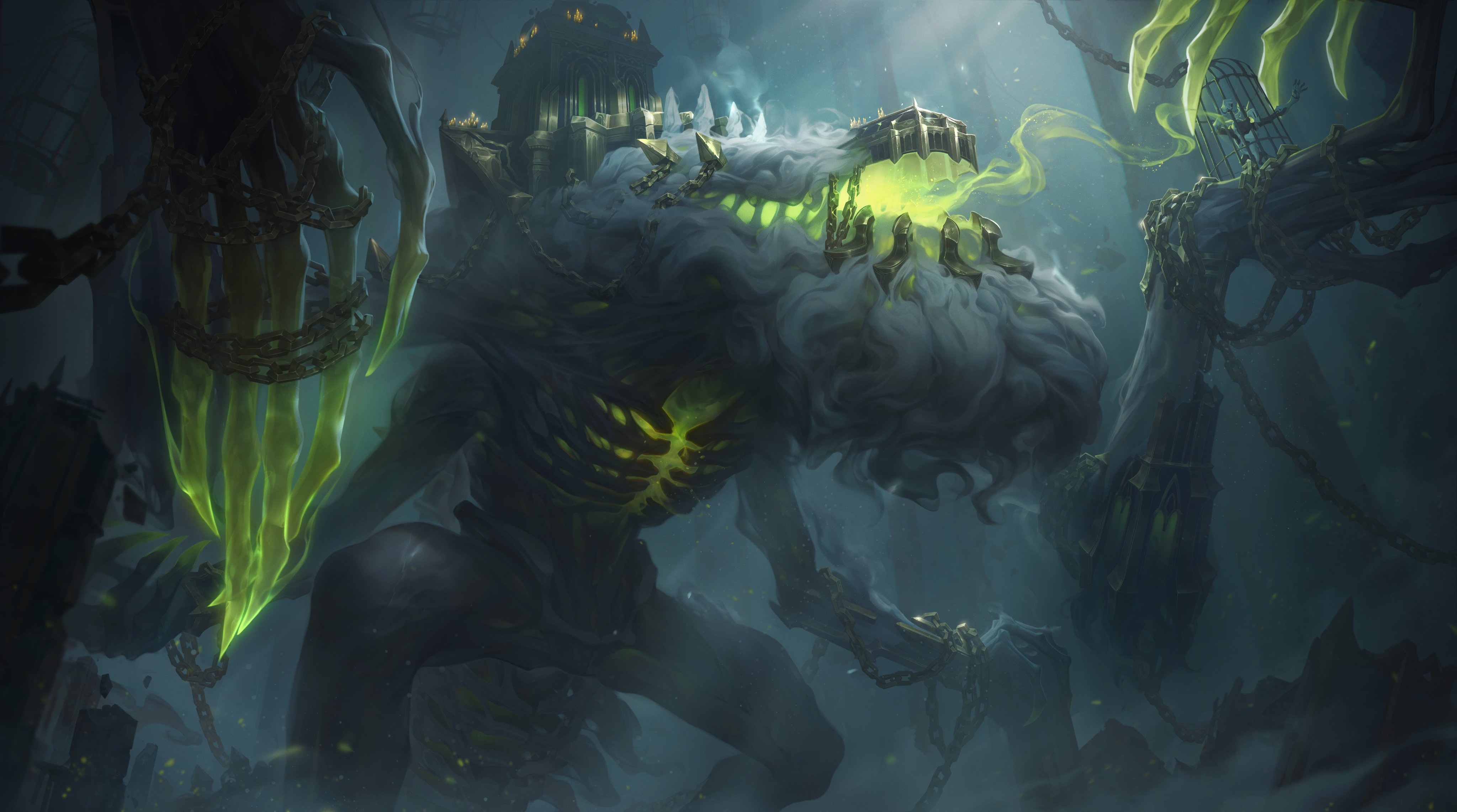 4K Cho'Gath with chains in League of Legends HD Wallpaper