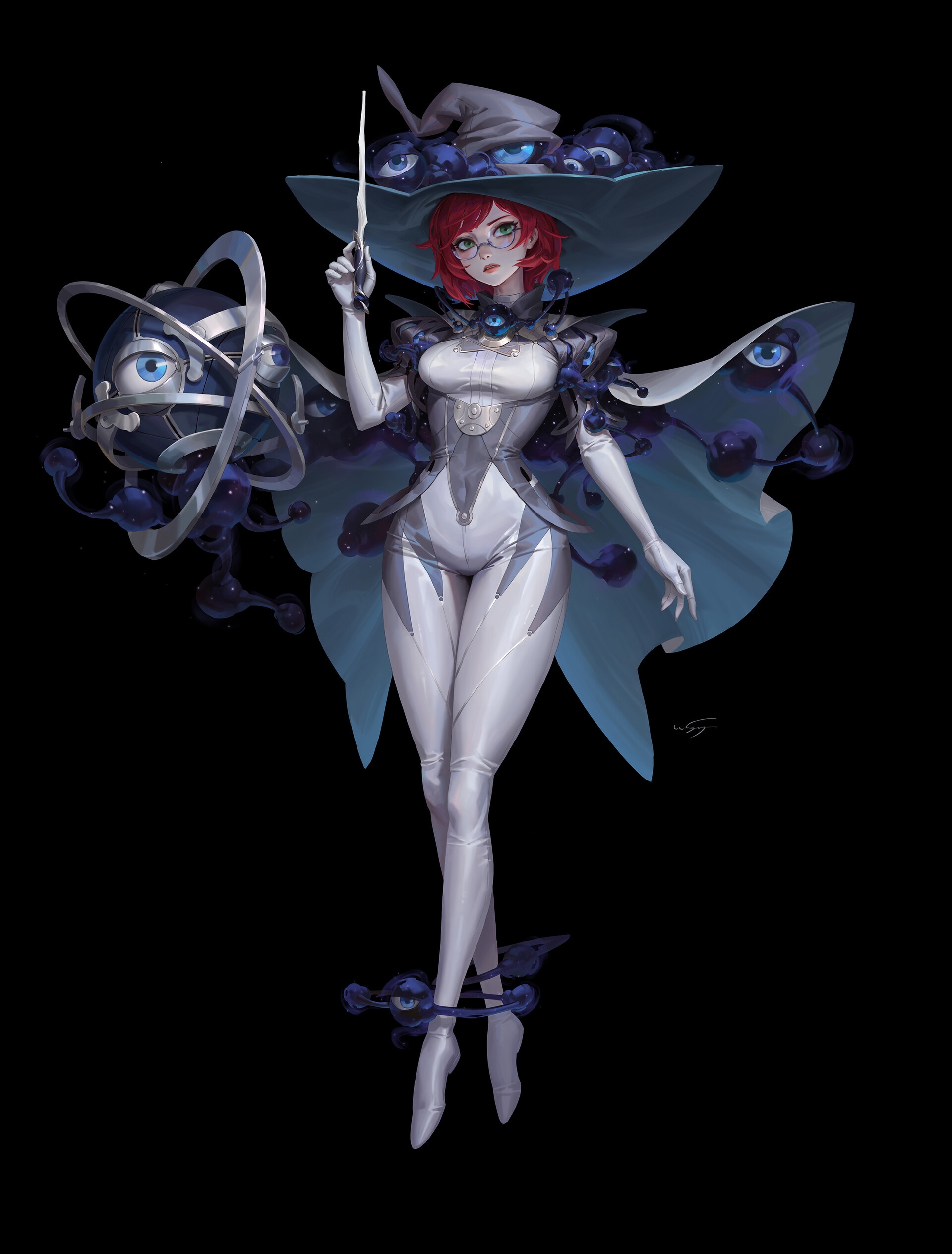 Wu Shenyou, a witch with eyes on her hat and cape, holding a wand HD Phone Wallpaper