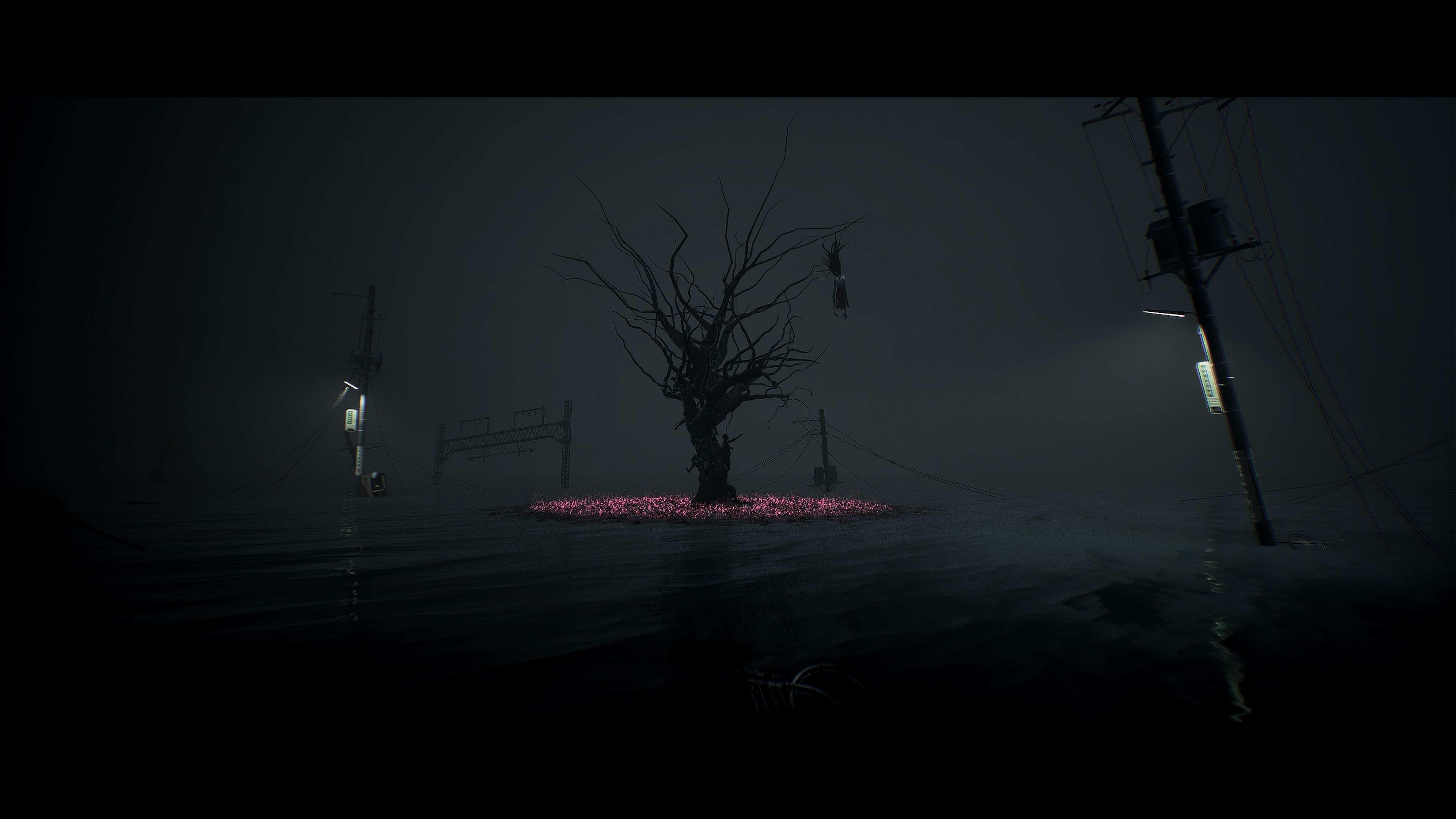 Ghostwire: Tokyo 4K screenshot of a flooded street at night HD Wallpaper