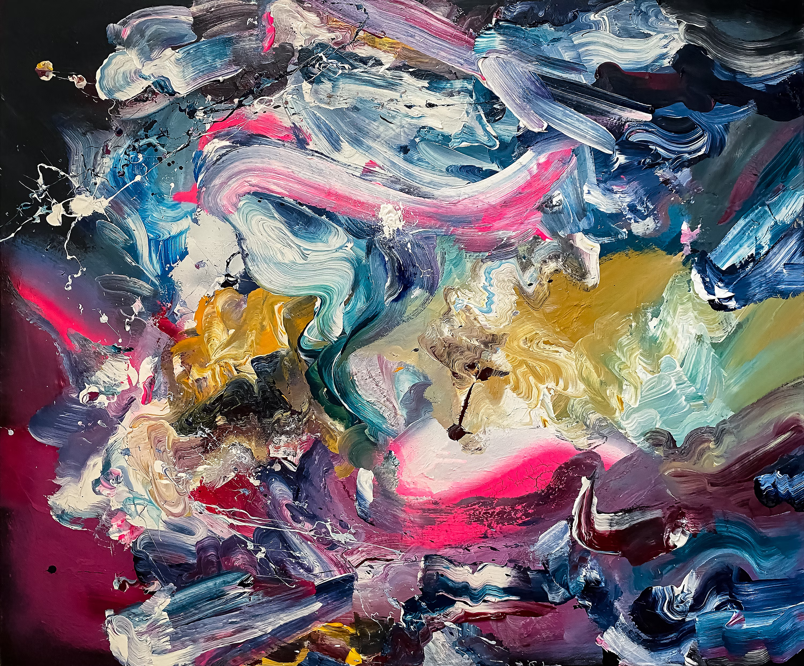 Abstract painting with paint splatter by Jake Andrew HD Wallpaper