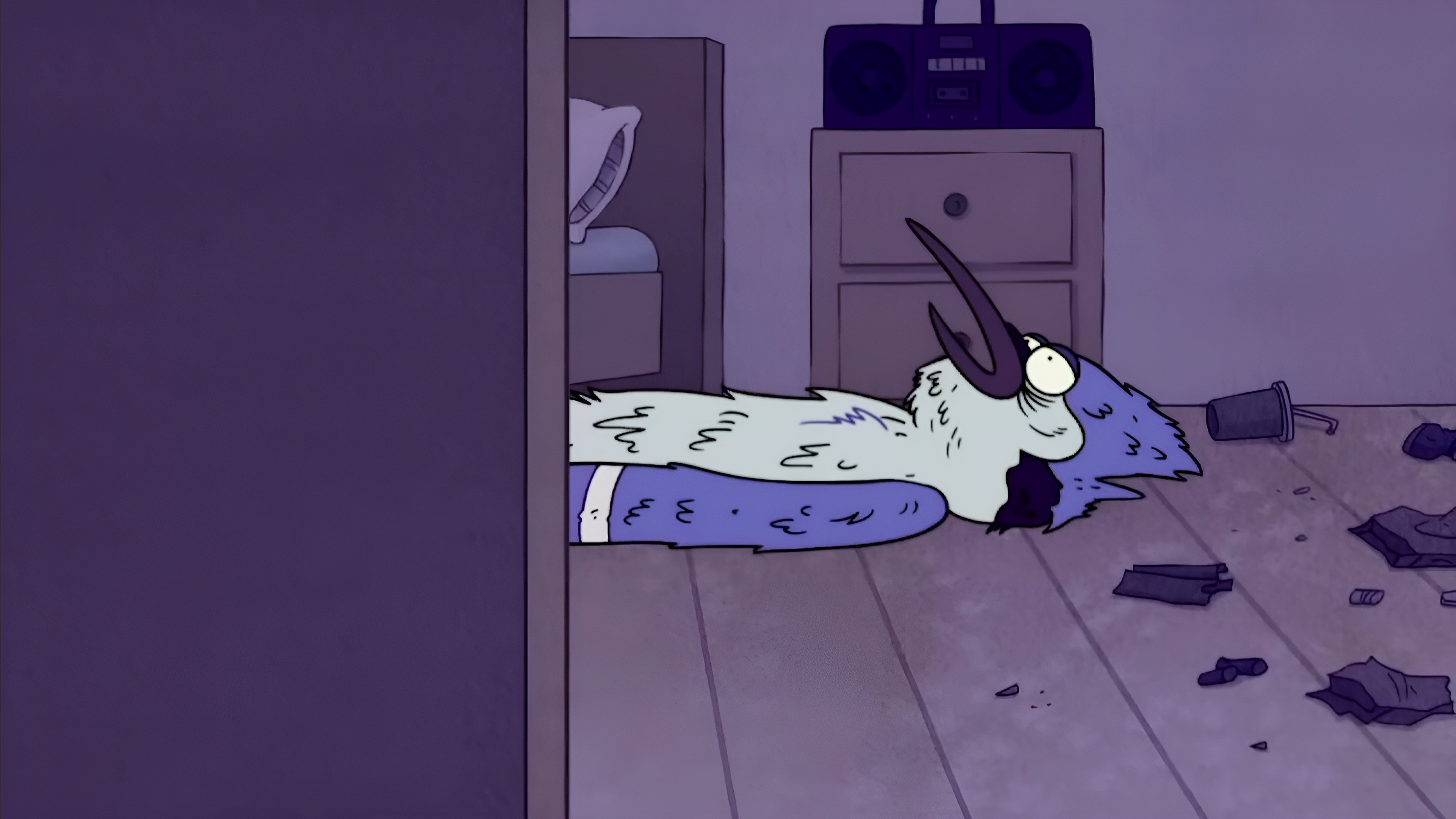 Regular Show: Mordecai lying on the floor HD Wallpaper