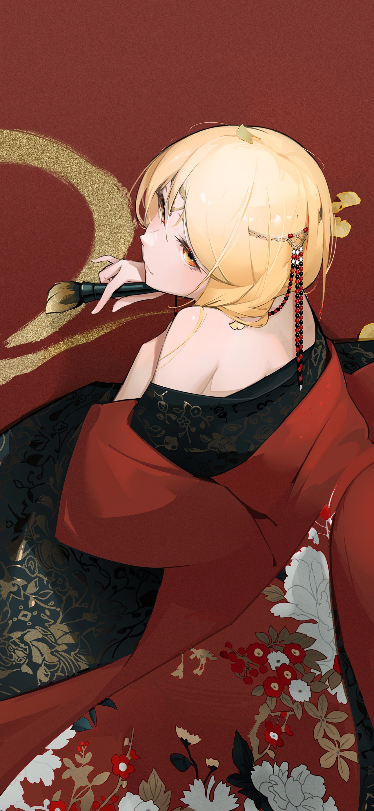Lumine in Chinese Clothing with Ginkgo Leaves HD Phone Wallpaper