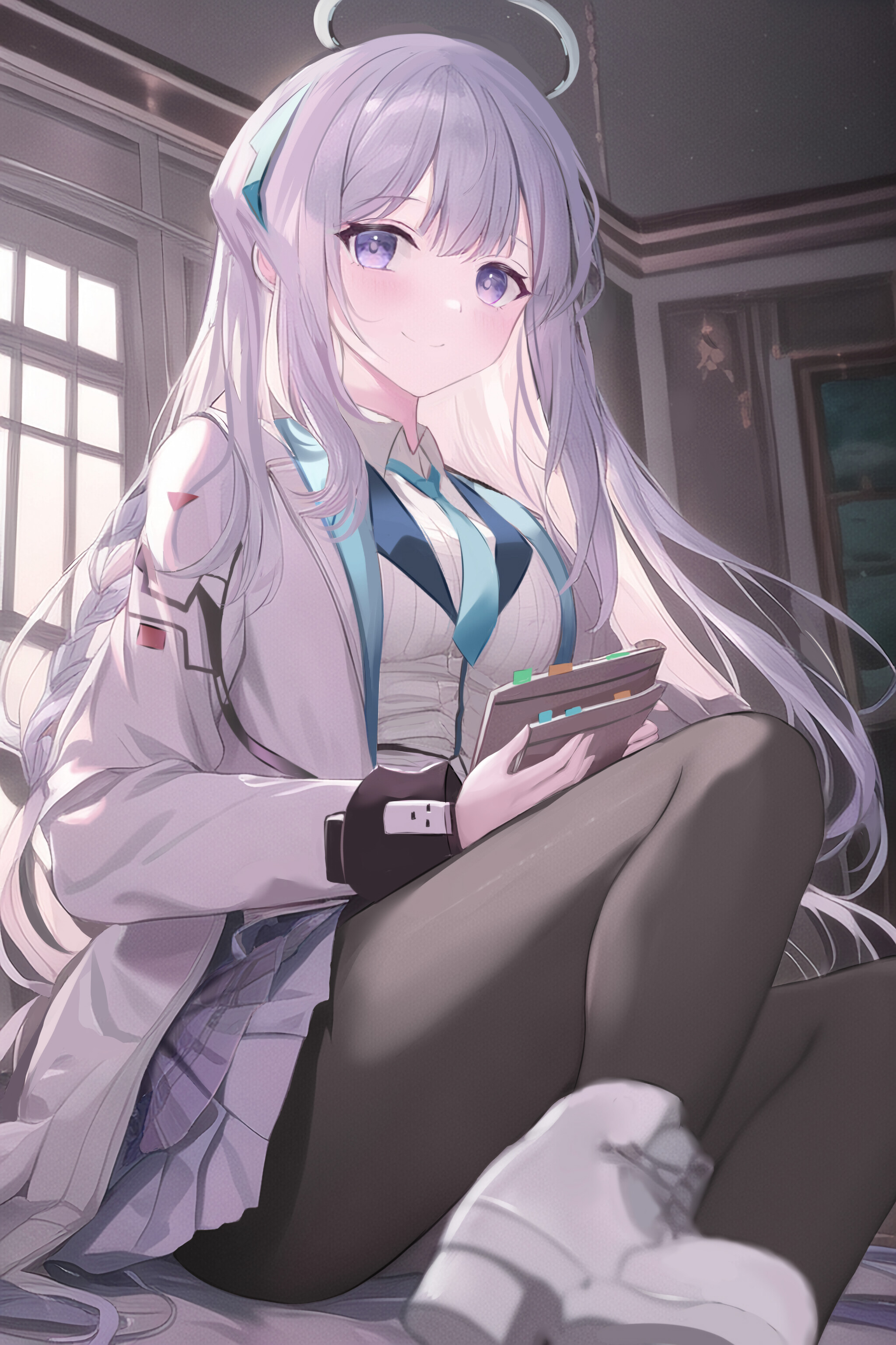 Noa Ushio from Blue Archive holding a book HD Phone Wallpaper