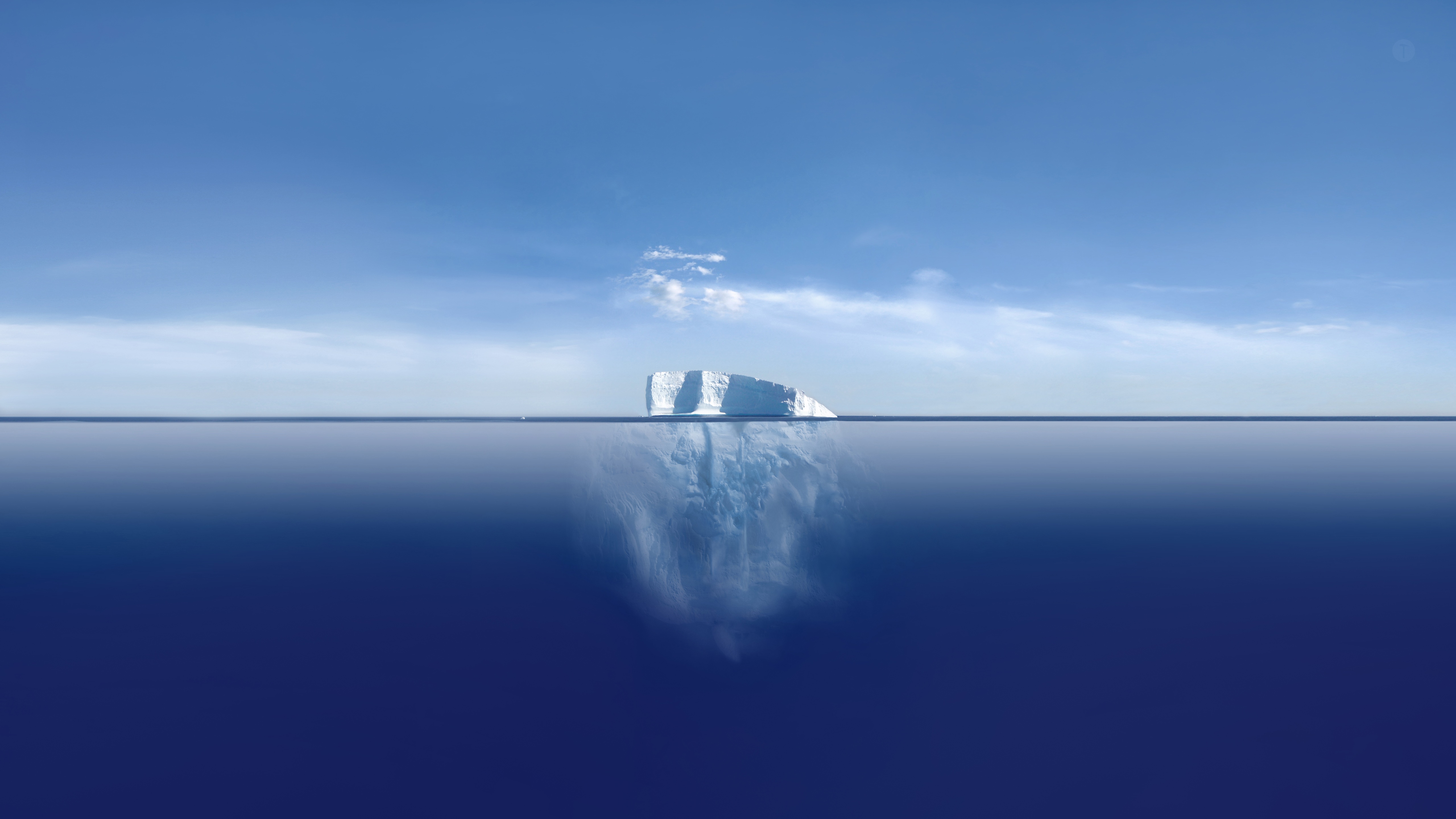 4K Iceberg in the Ocean Under Blue Sky HD Wallpaper