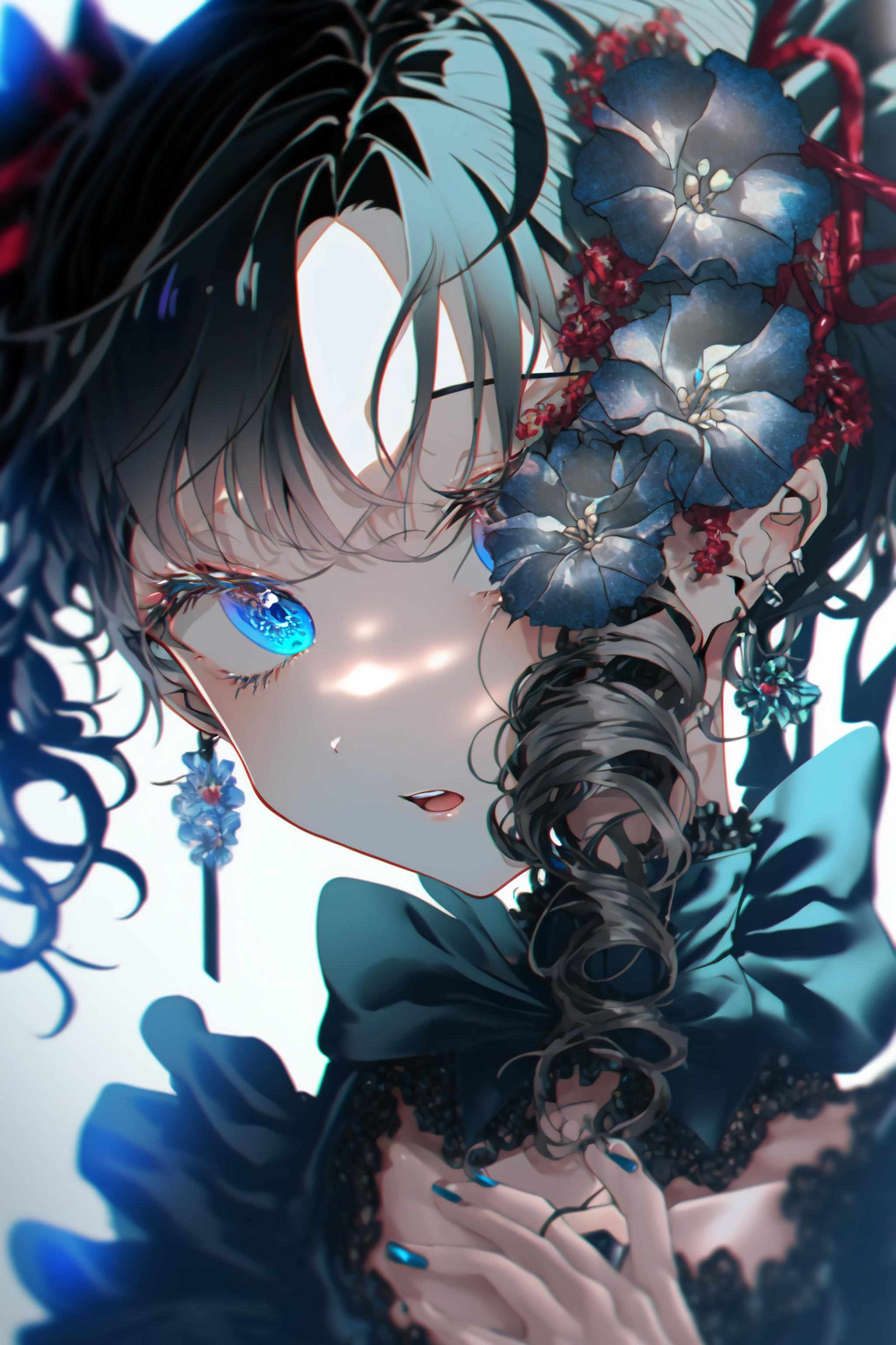 Anime girl with twintails and blue eyes HD Phone Wallpaper
