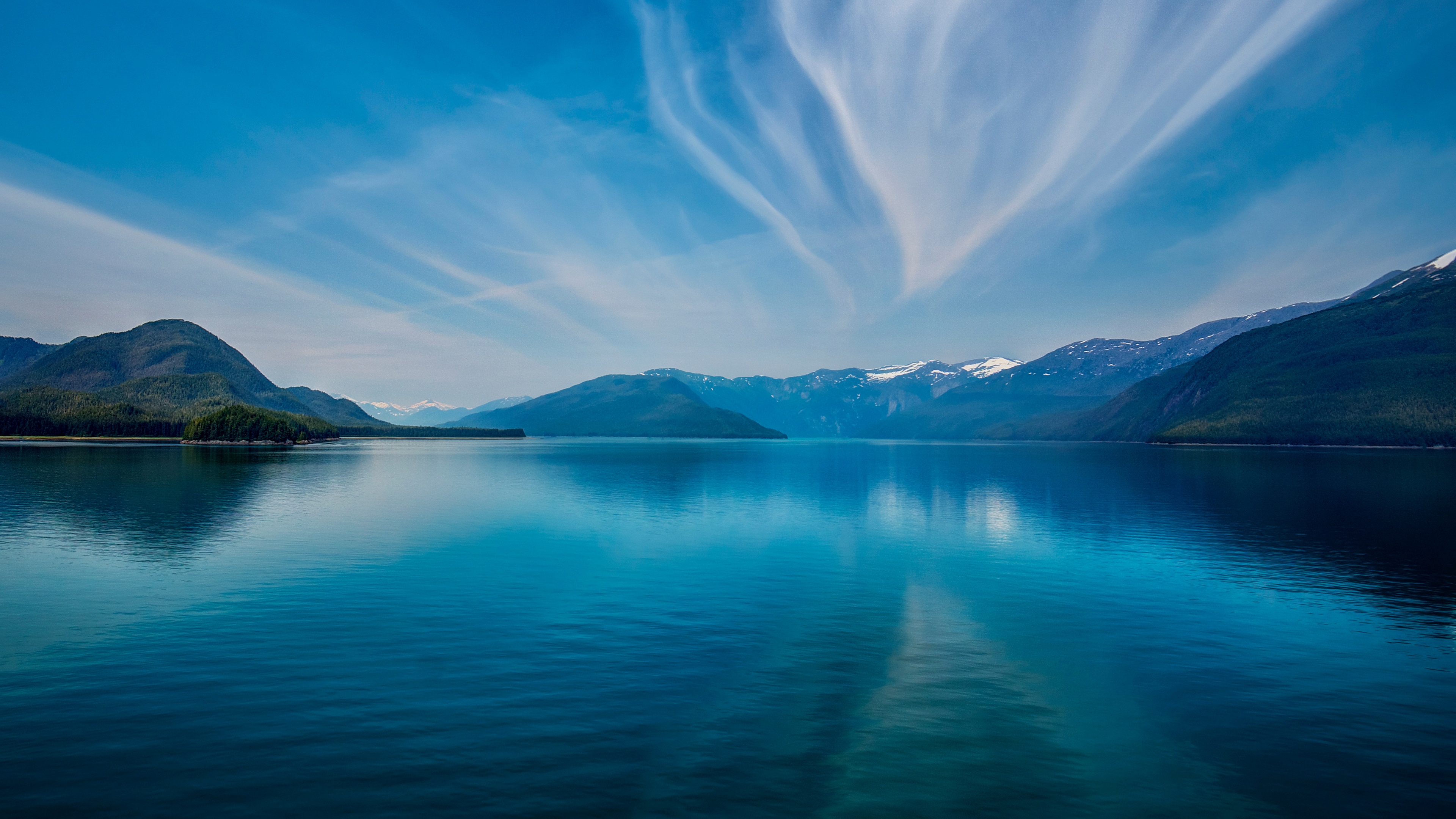 4K Alaska Fjord Landscape with Mountains and Clouds HD Wallpaper
