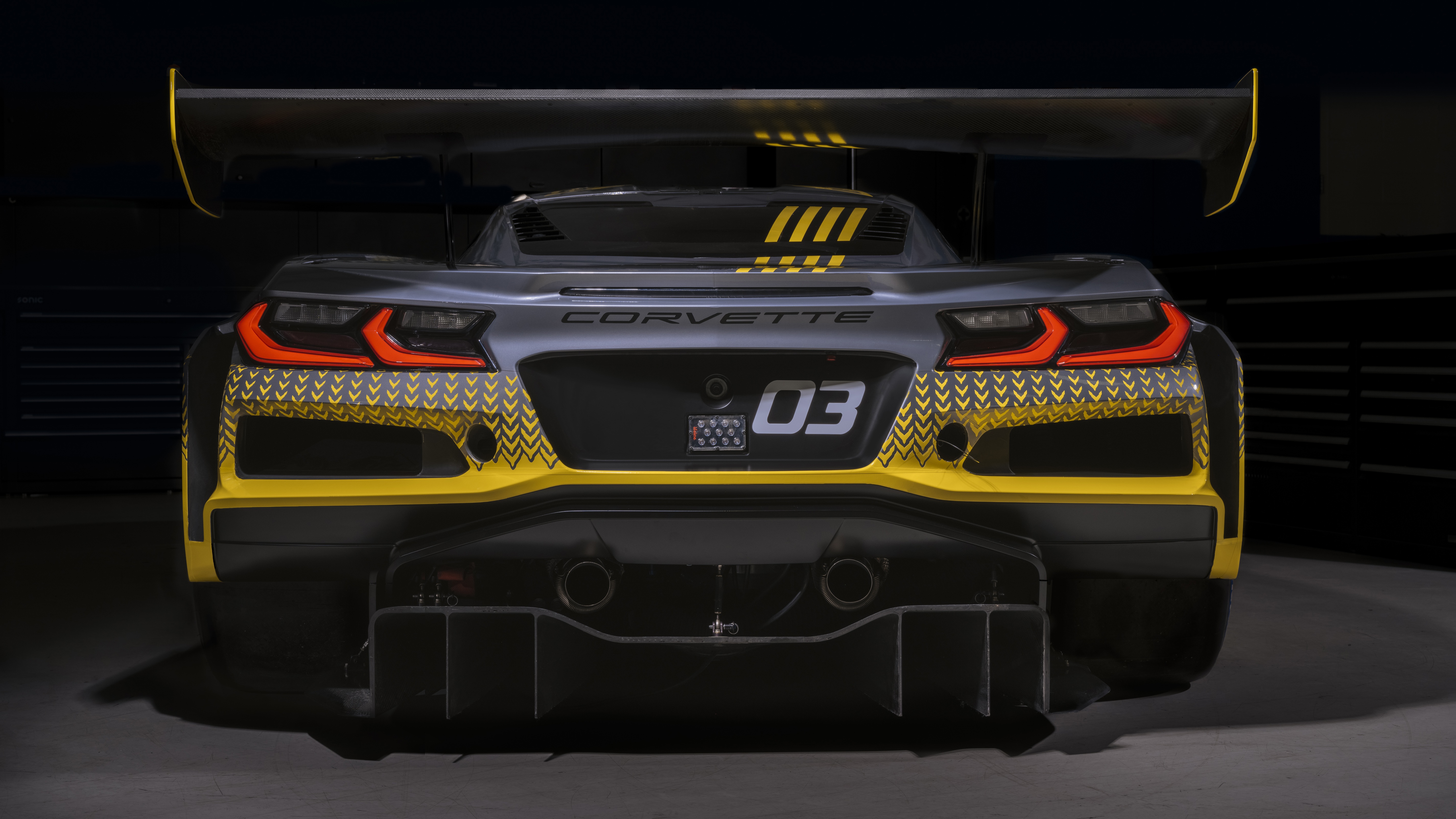 4K Chevrolet Corvette Z06 race car rear view HD Wallpaper