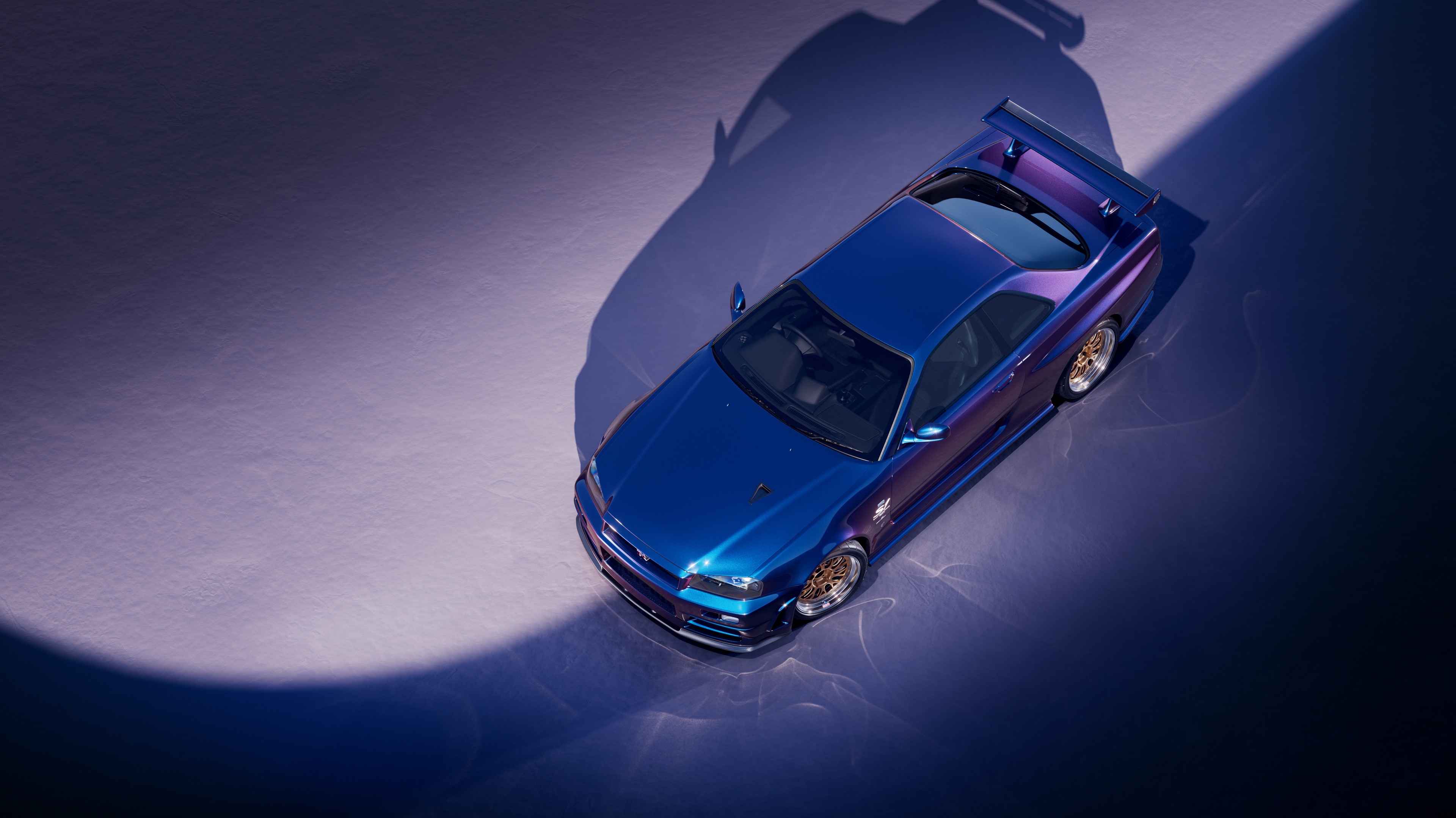 Nissan Skyline GT-R V-Spec from top view HD Wallpaper