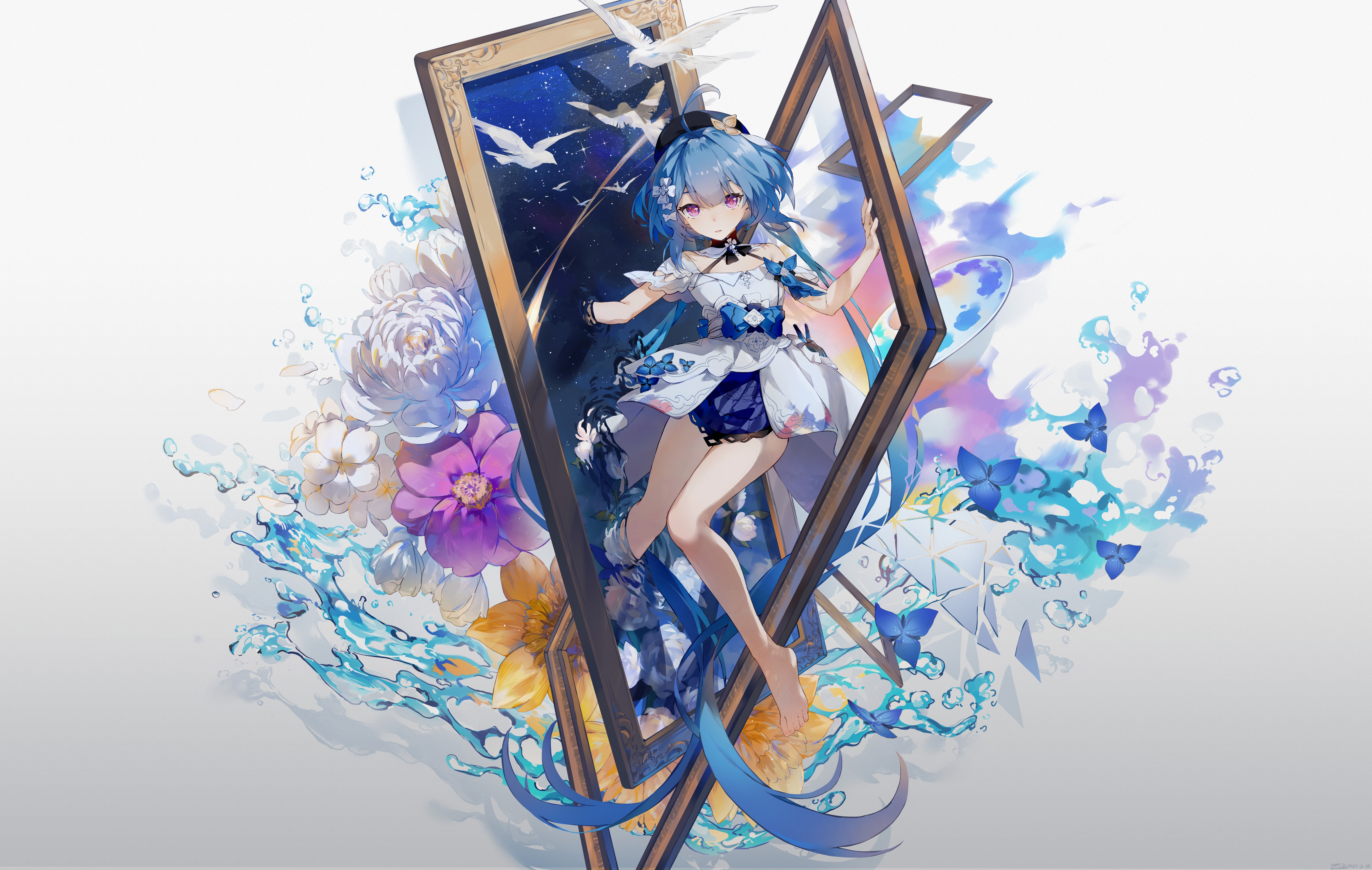 4K Griseo from Honkai Impact 3rd with flowers and water HD Wallpaper