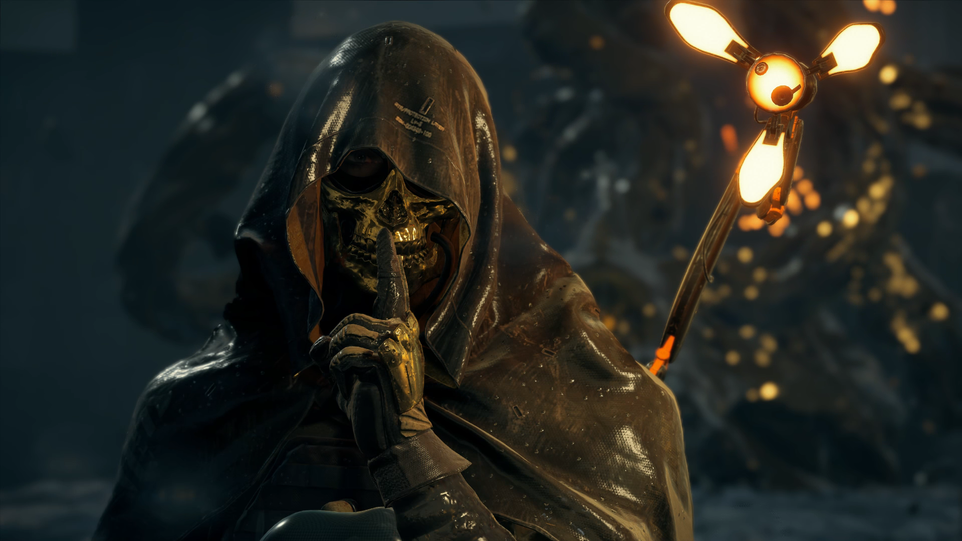 Death Stranding Skull Face Character with Lantern HD Wallpaper
