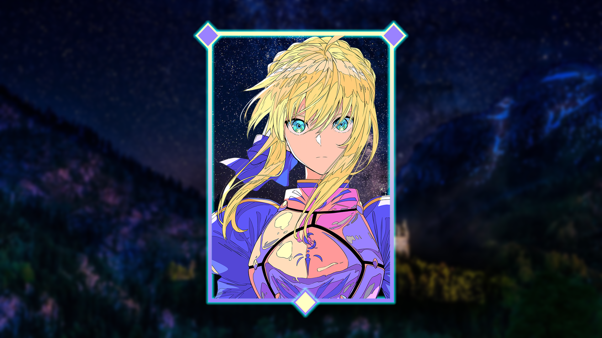 Saber from Fate/Stay Night in a starry night setting HD Wallpaper