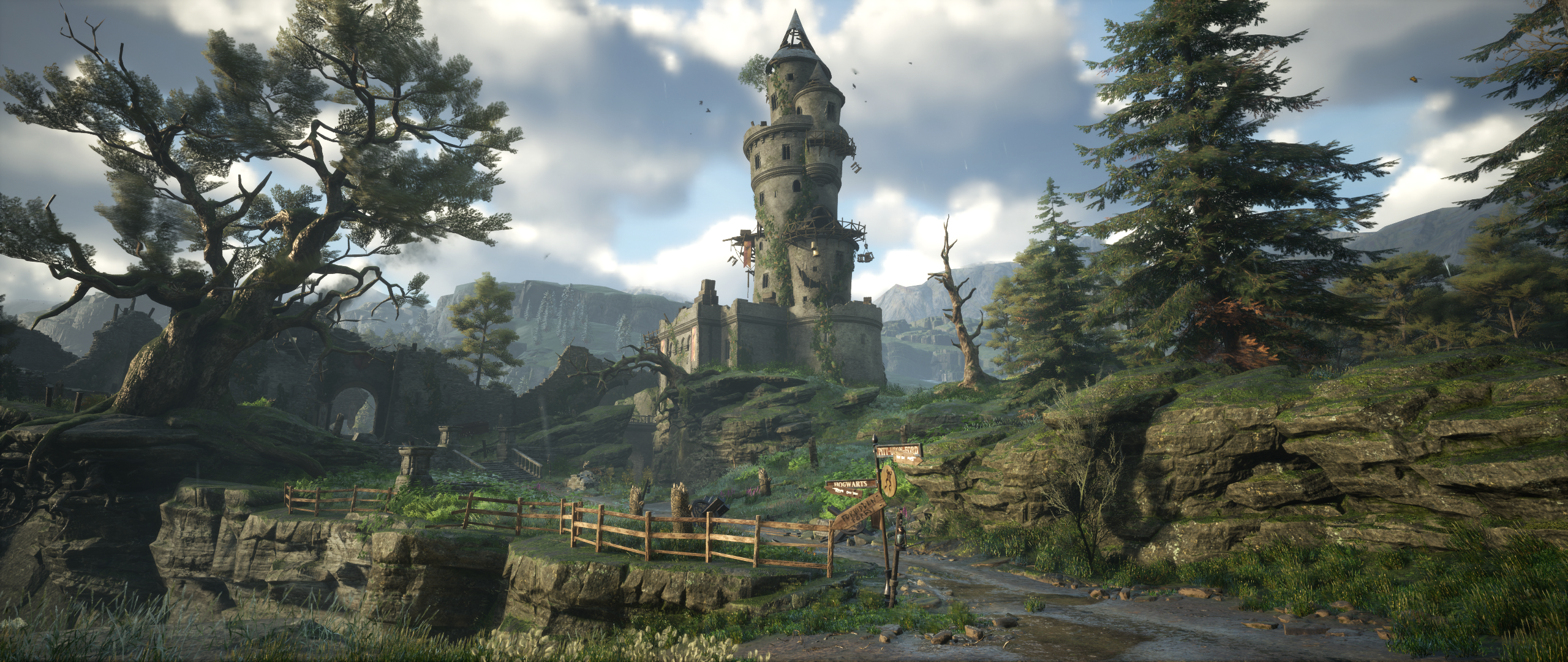 Hogwarts Legacy castle and landscape HD Wallpaper