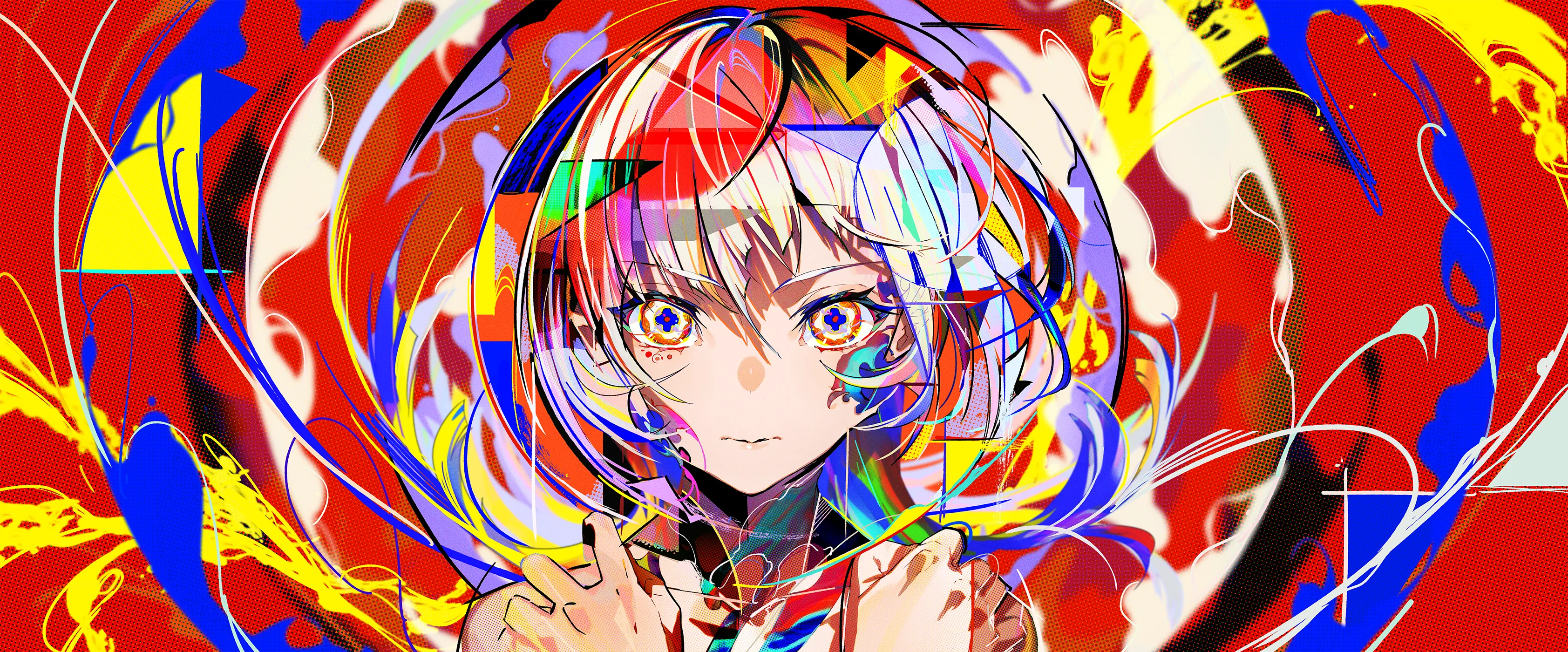 Mika Pikazo Illustration of a Woman with Abstract Background HD Wallpaper