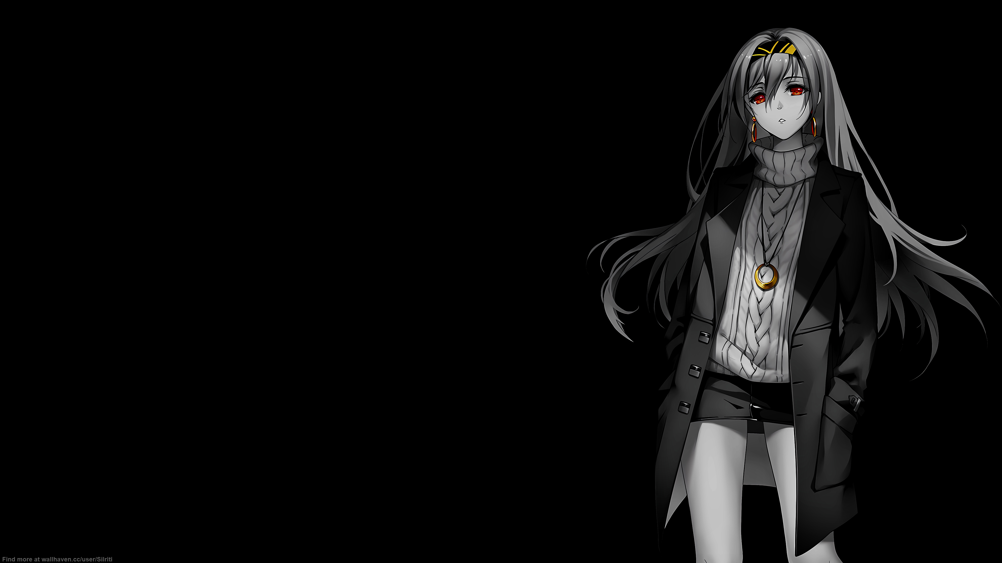 Anime girl with red eyes and long hair HD Wallpaper