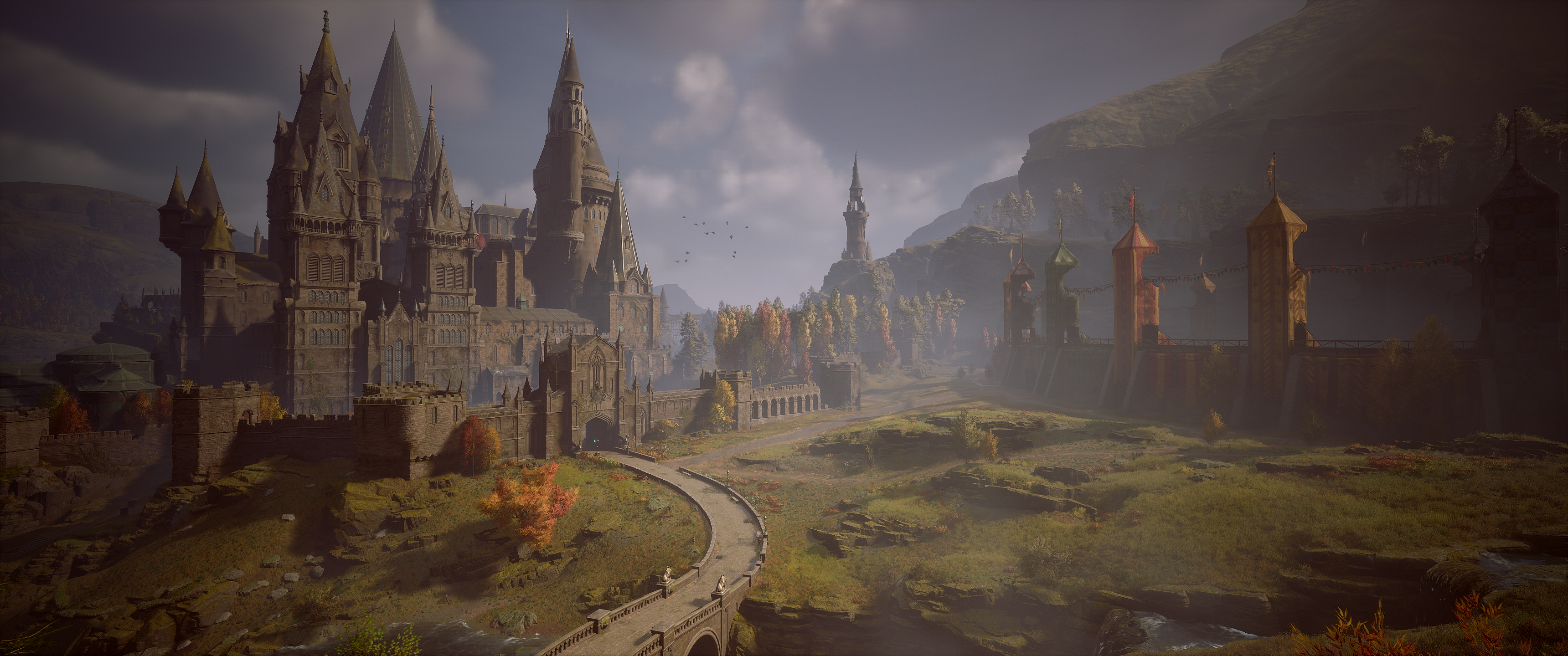 Hogwarts Legacy Castle in Autumn Landscape HD Wallpaper