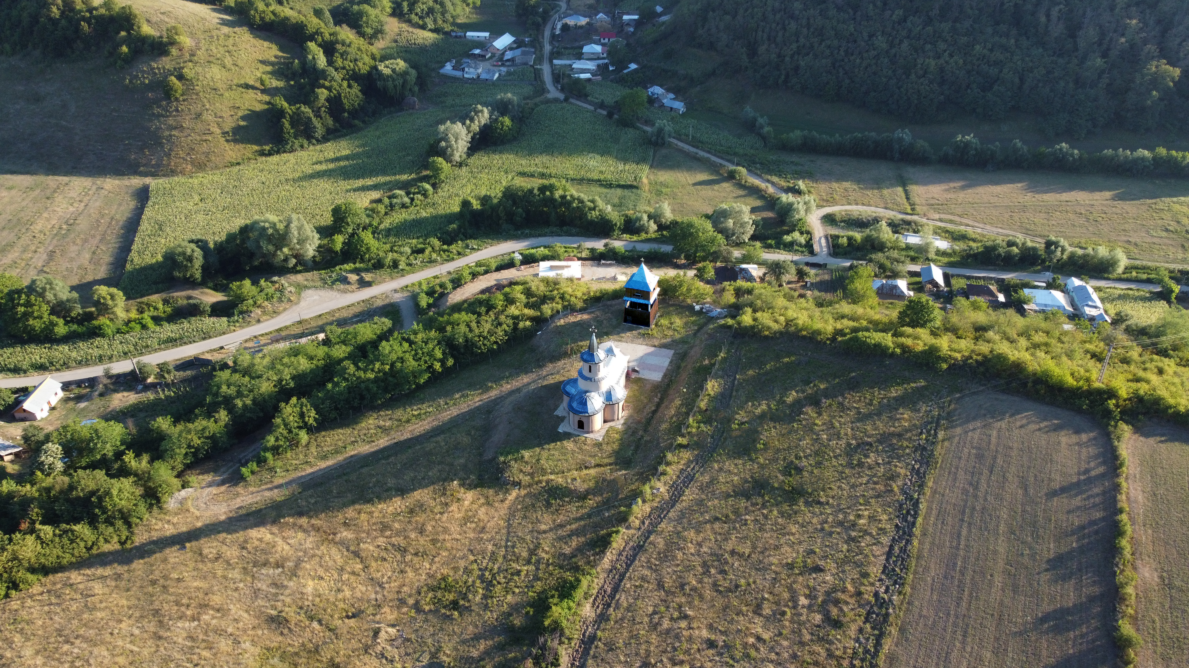 4K drone photo of a church in Romania HD Wallpaper