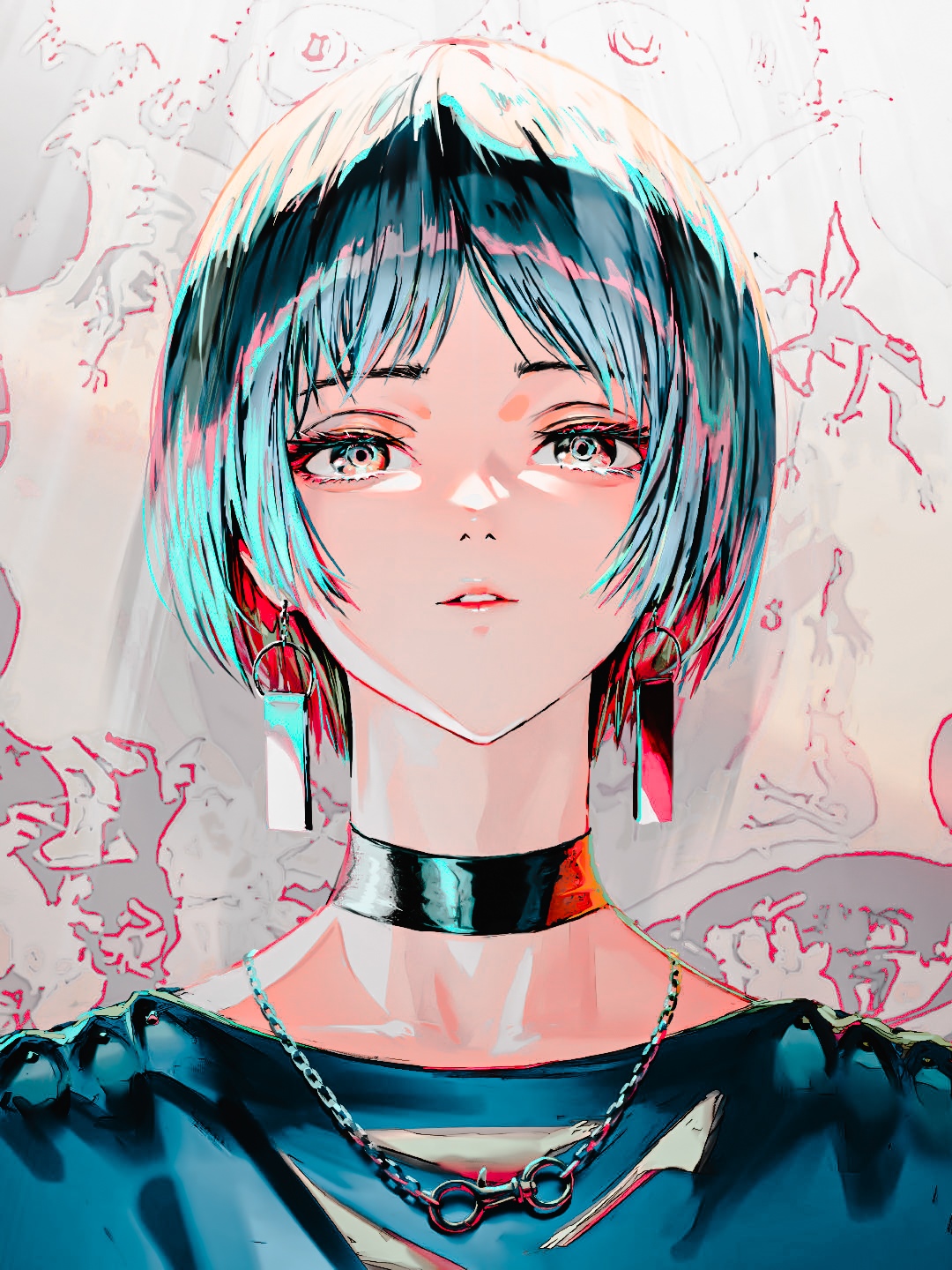 Arata Yokoyama with short multi-colored hair and choker HD Phone Wallpaper