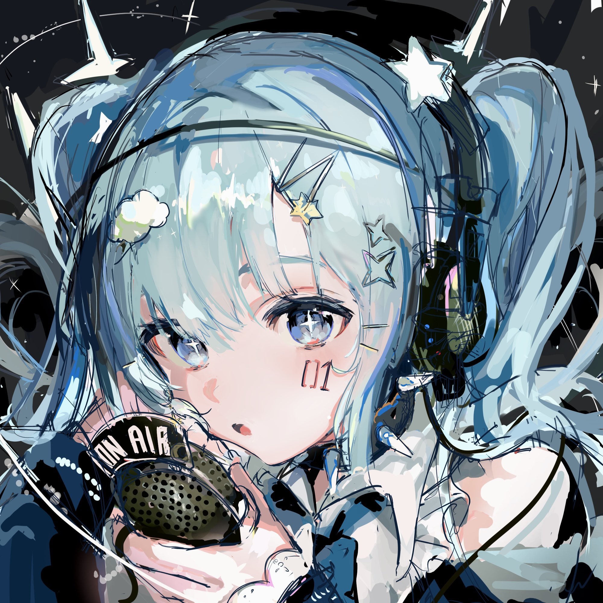 Hatsune Miku with microphone and headphones HD Wallpaper