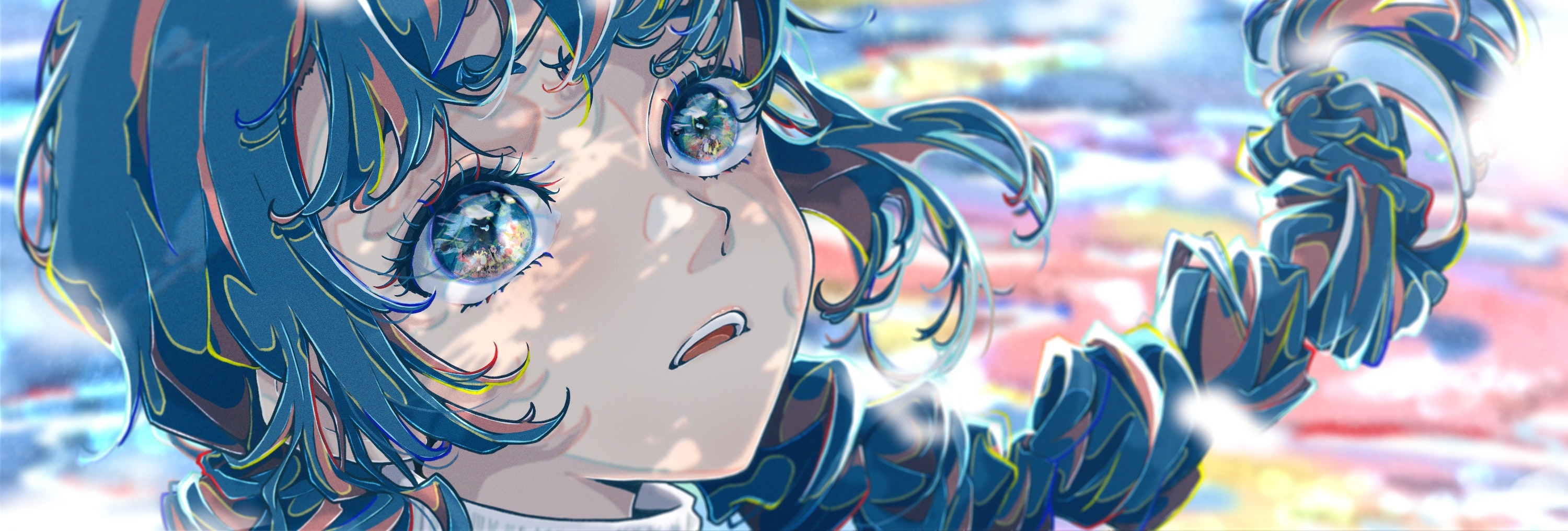 Artwork of a woman with blue eyes HD Wallpaper