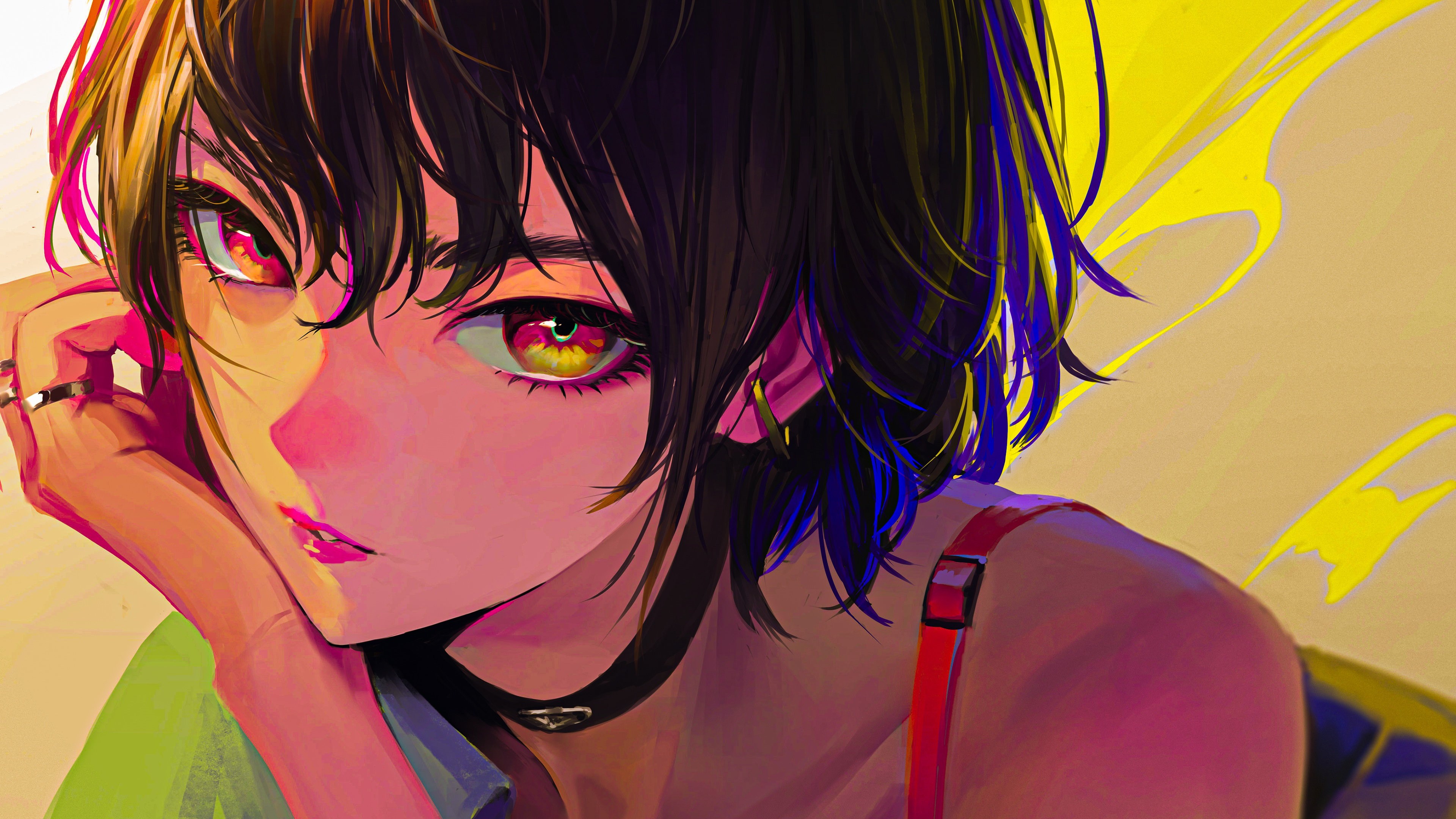 4K anime girl with choker by Arata Yokoyama HD Wallpaper