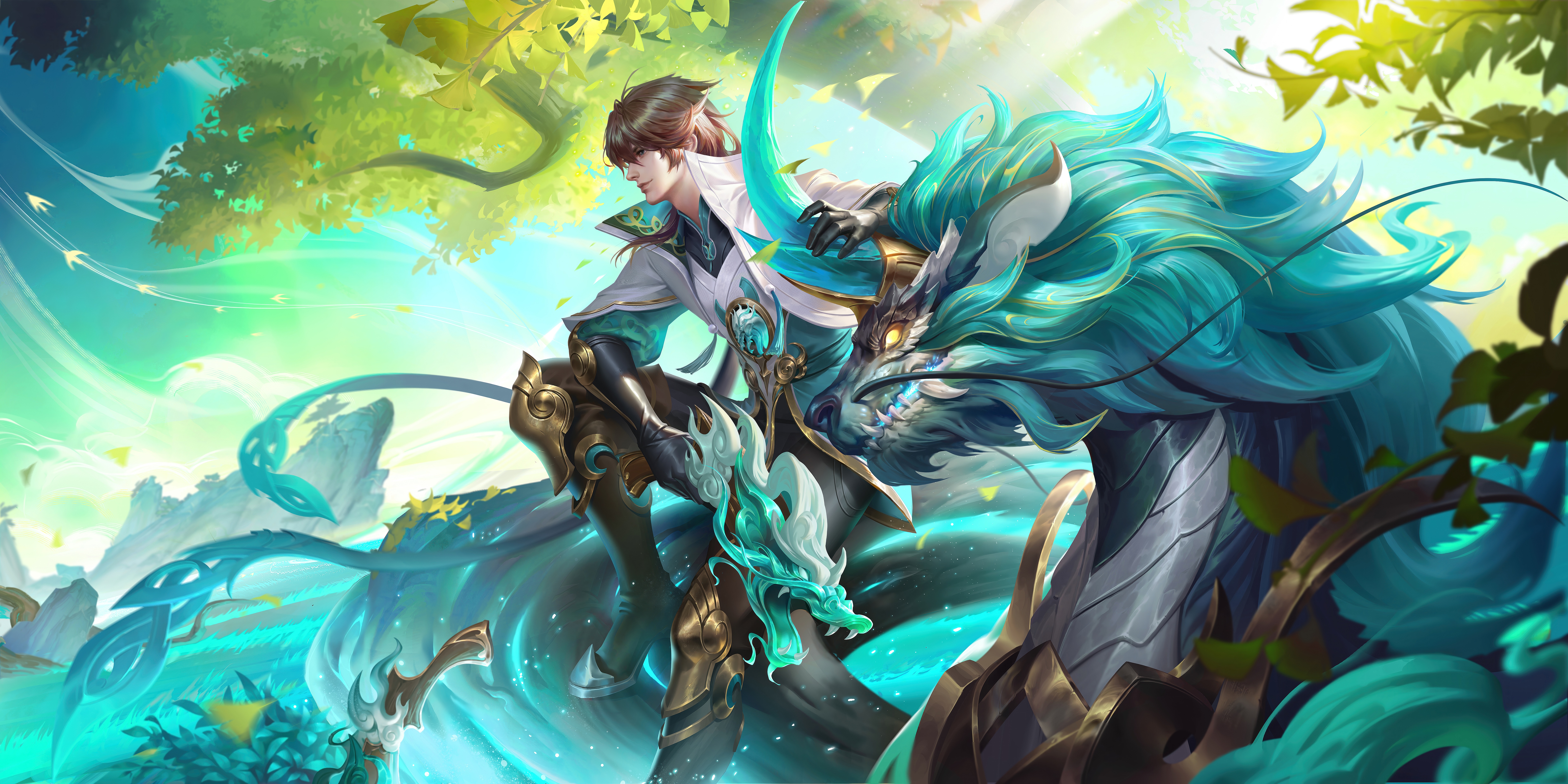 Honor of Kings: Man riding a dragon creature HD Wallpaper