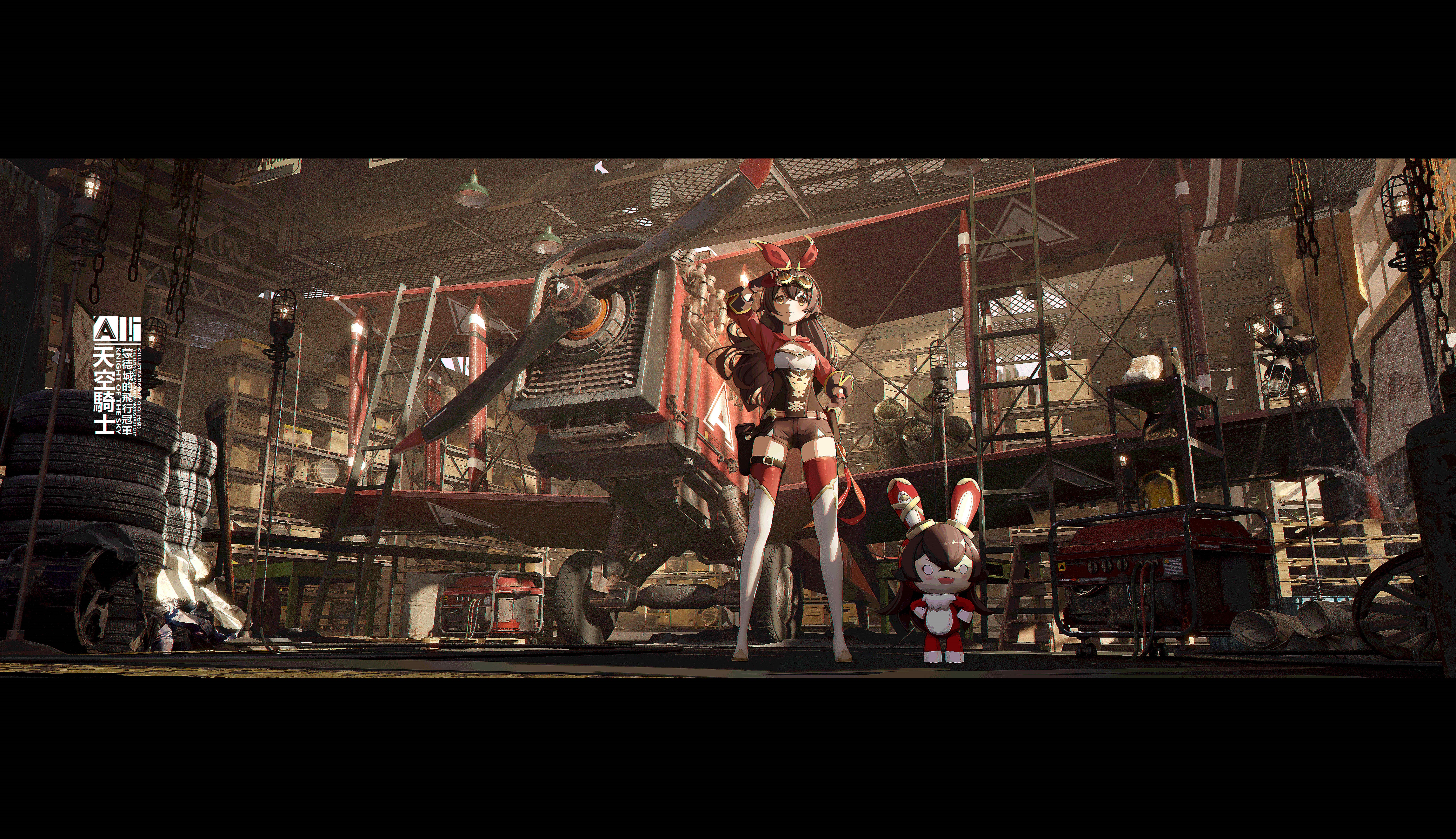 4K Genshin Impact Amber in a Hangar HD Wallpaper