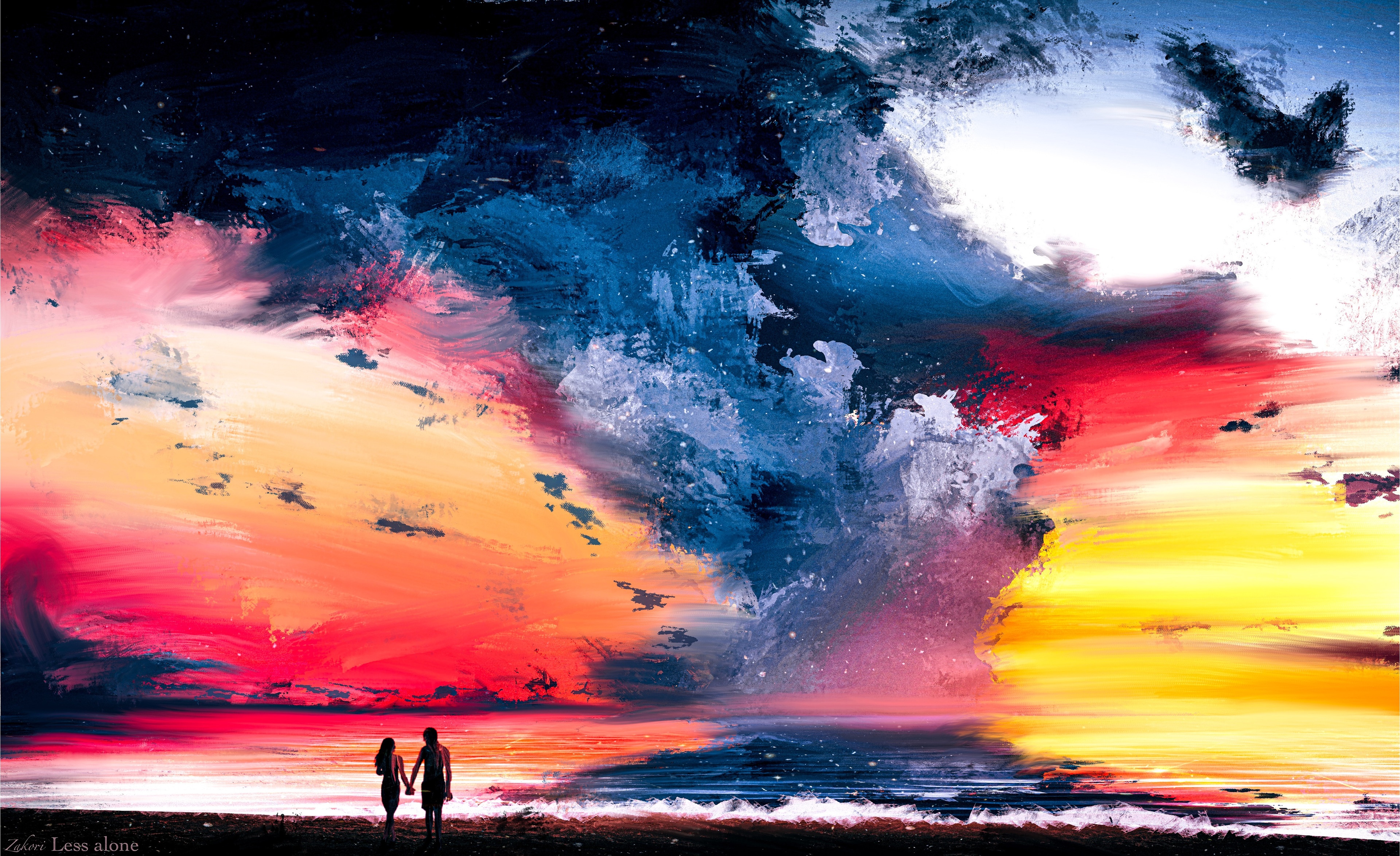 Couple holding hands at sunset glow HD Wallpaper