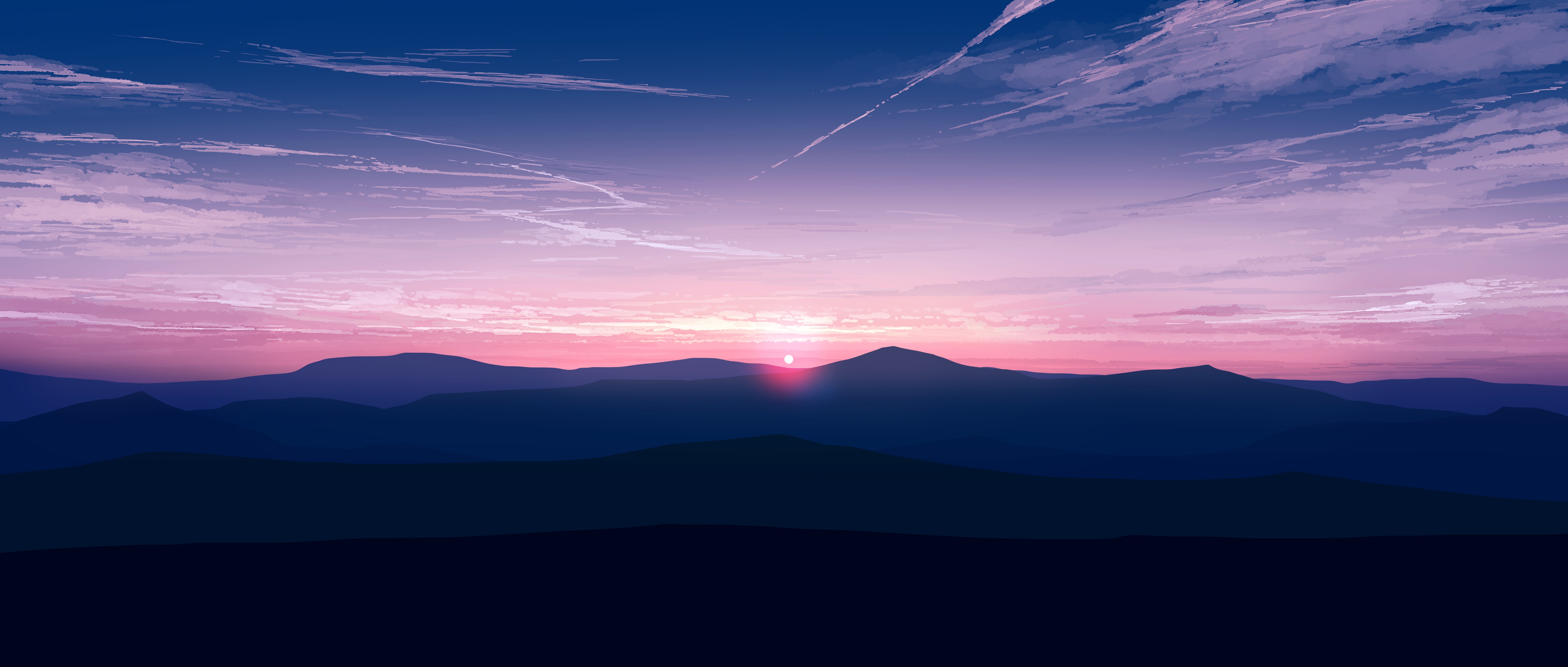 4K Sunrise over Mountains with Clouds HD Wallpaper