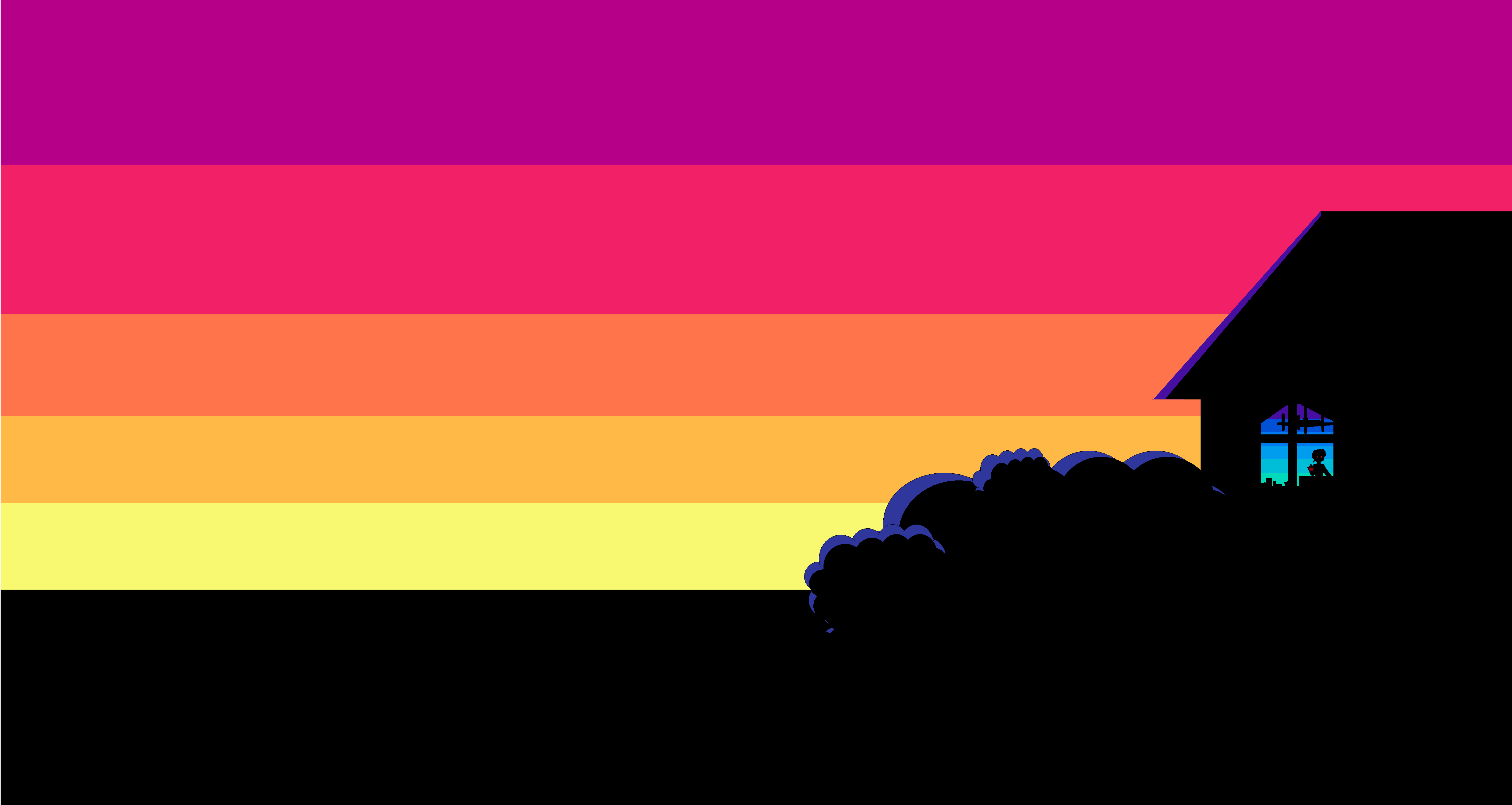House silhouette against a colorful sunset HD Wallpaper